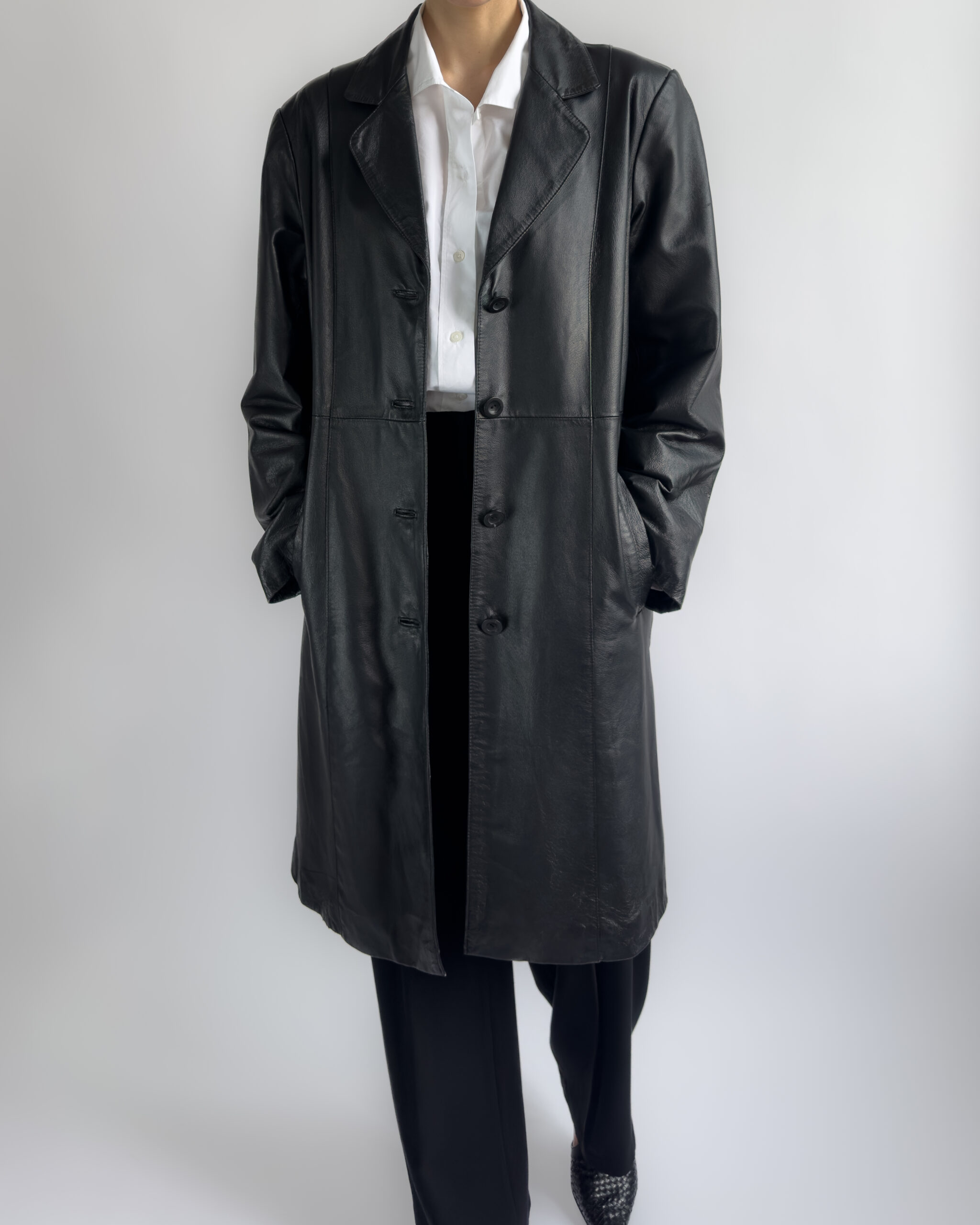 Long Leather Coat | Black