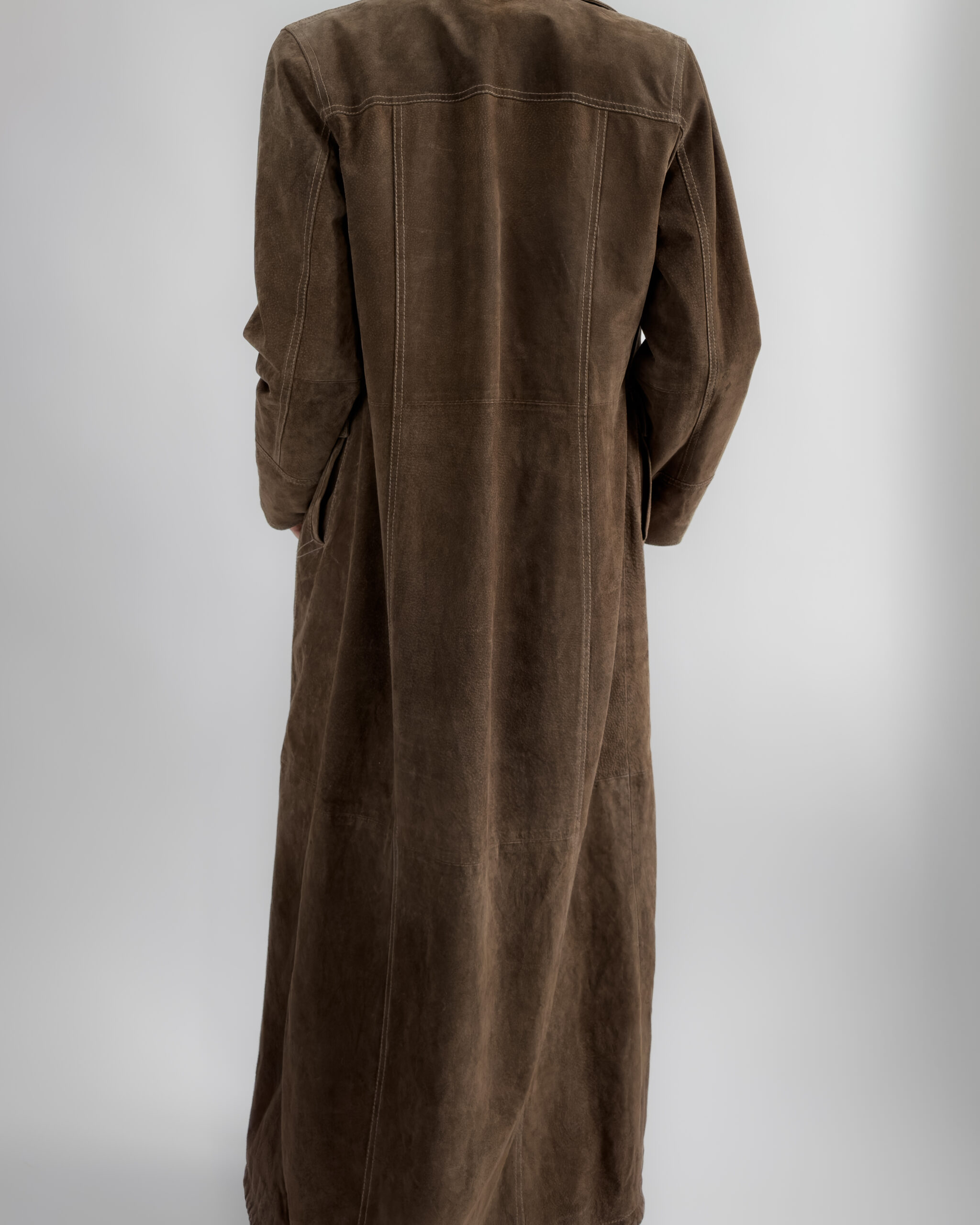 Suede Maxi Coat | Deep Brown