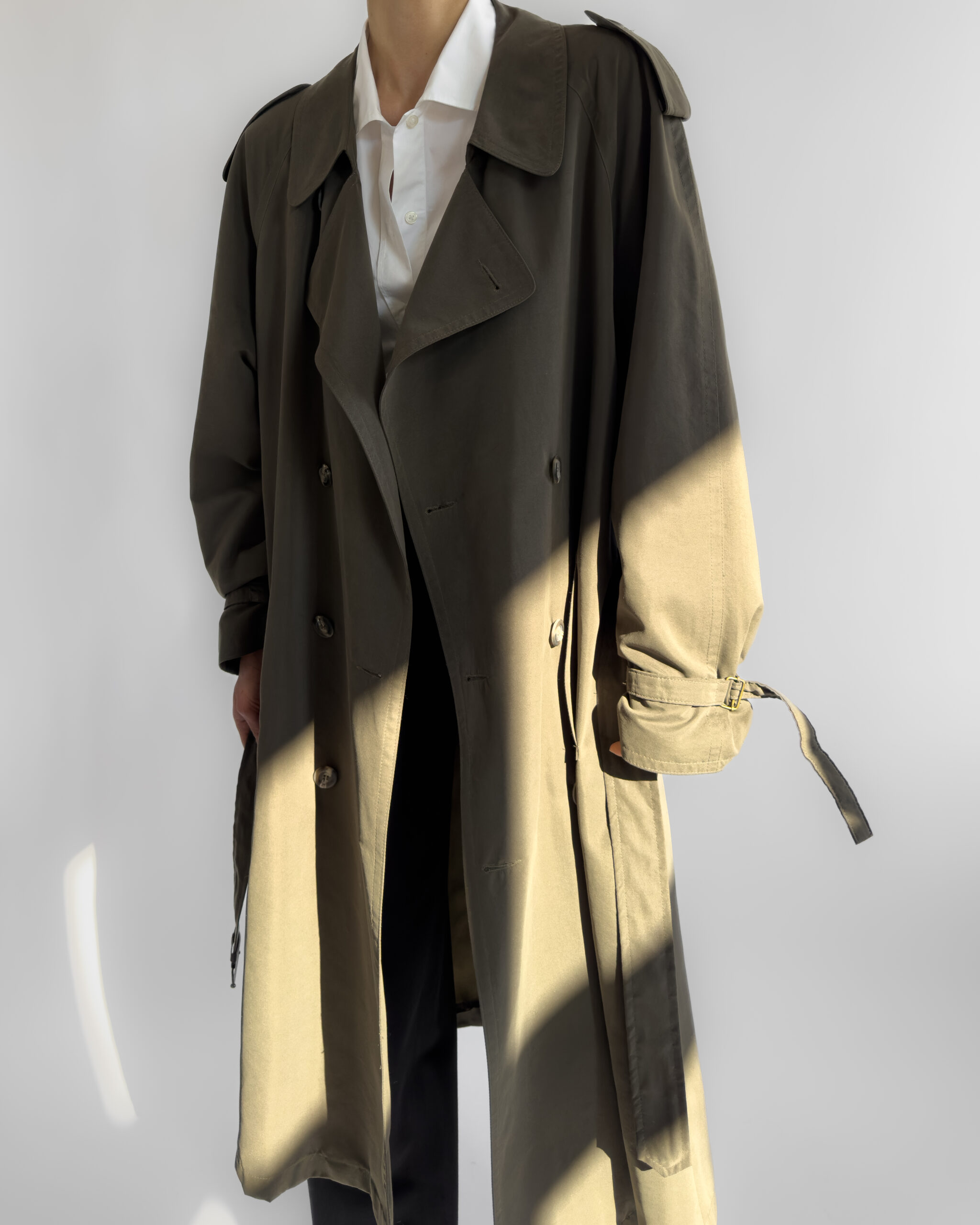 Belted Longline Trench Coat | Olive Green