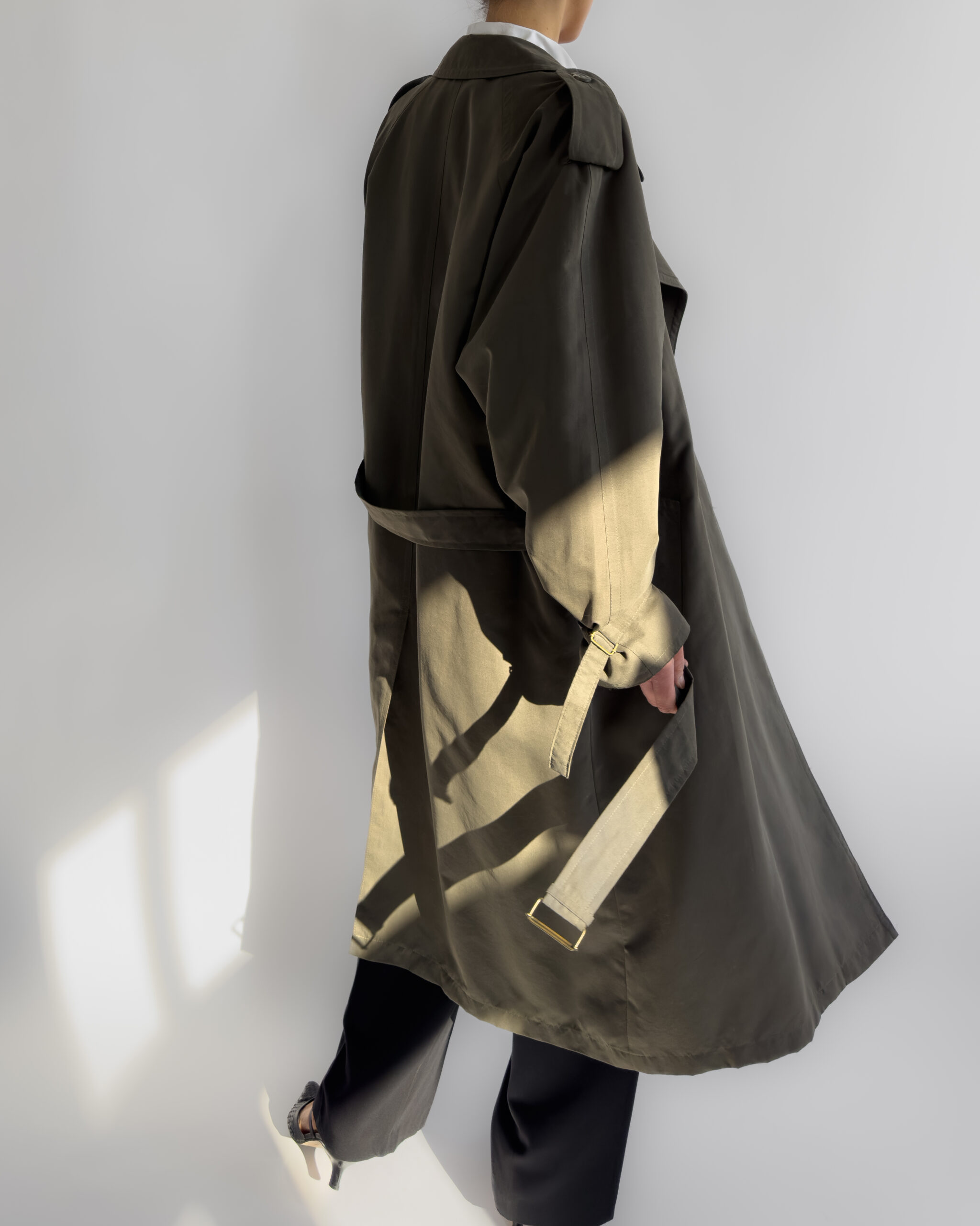 Belted Longline Trench Coat | Olive Green