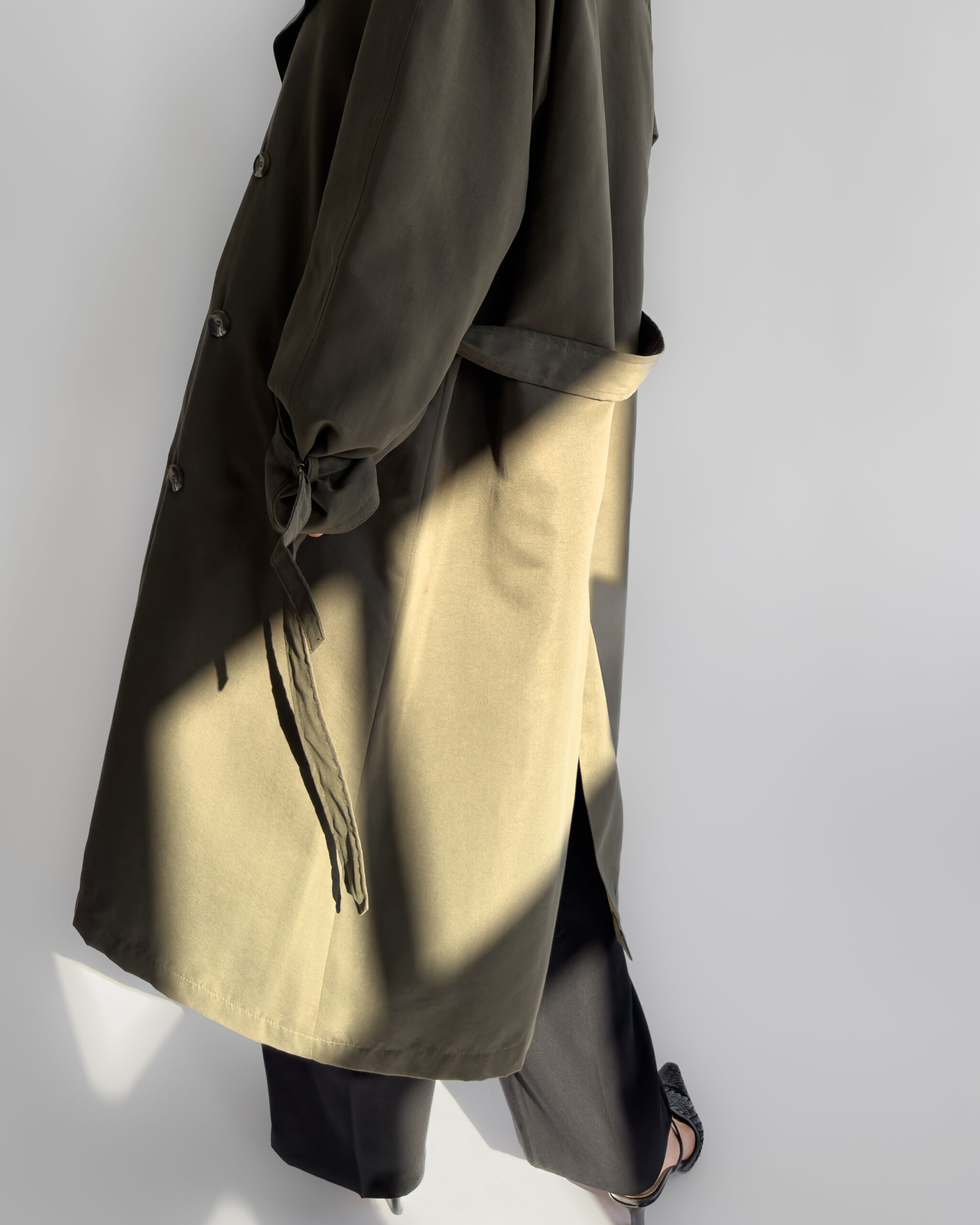 Belted Longline Trench Coat | Olive Green