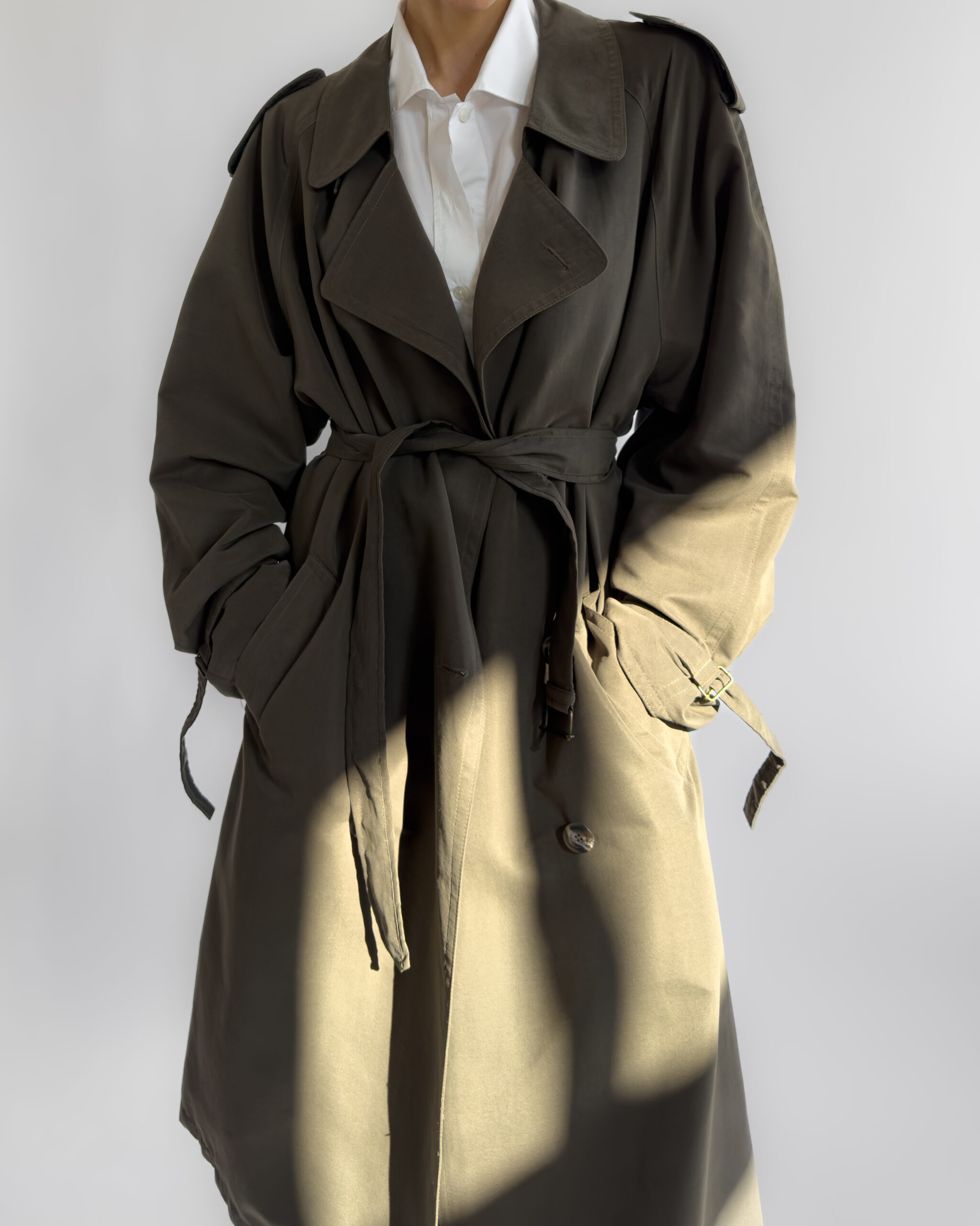 Belted Longline Trench Coat | Olive Green