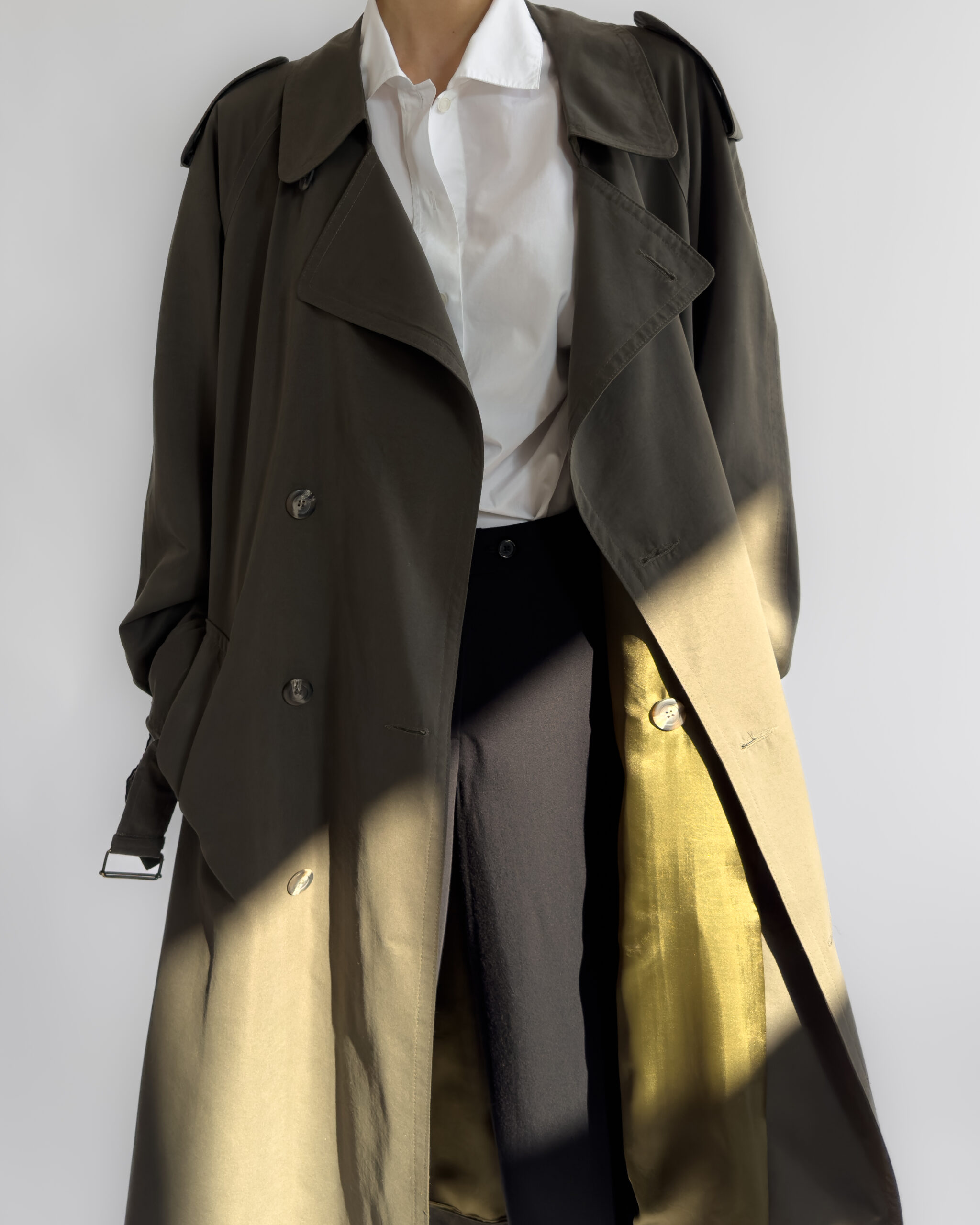 Belted Longline Trench Coat | Olive Green