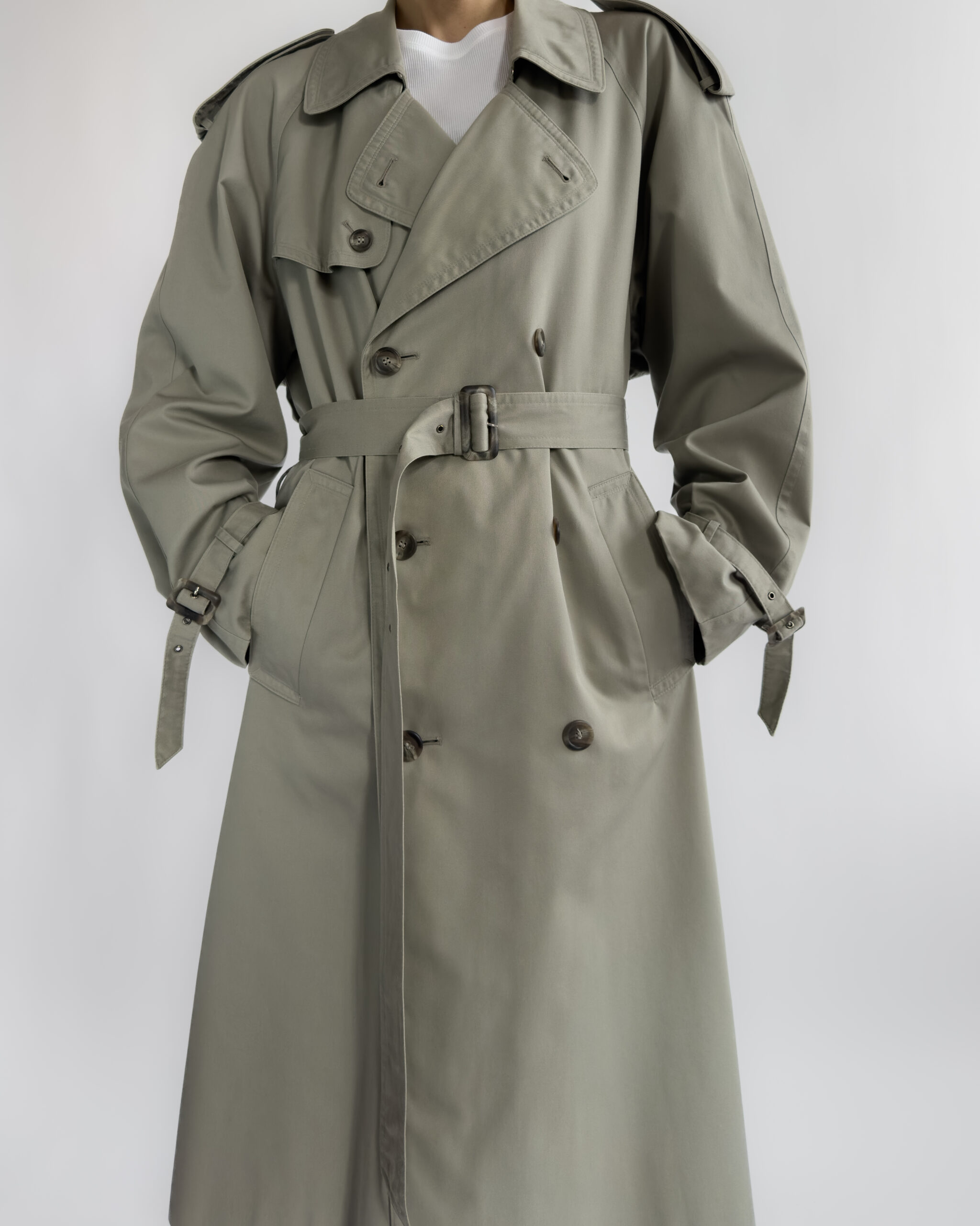 Double-Breasted Trench Coat | Sage Grey