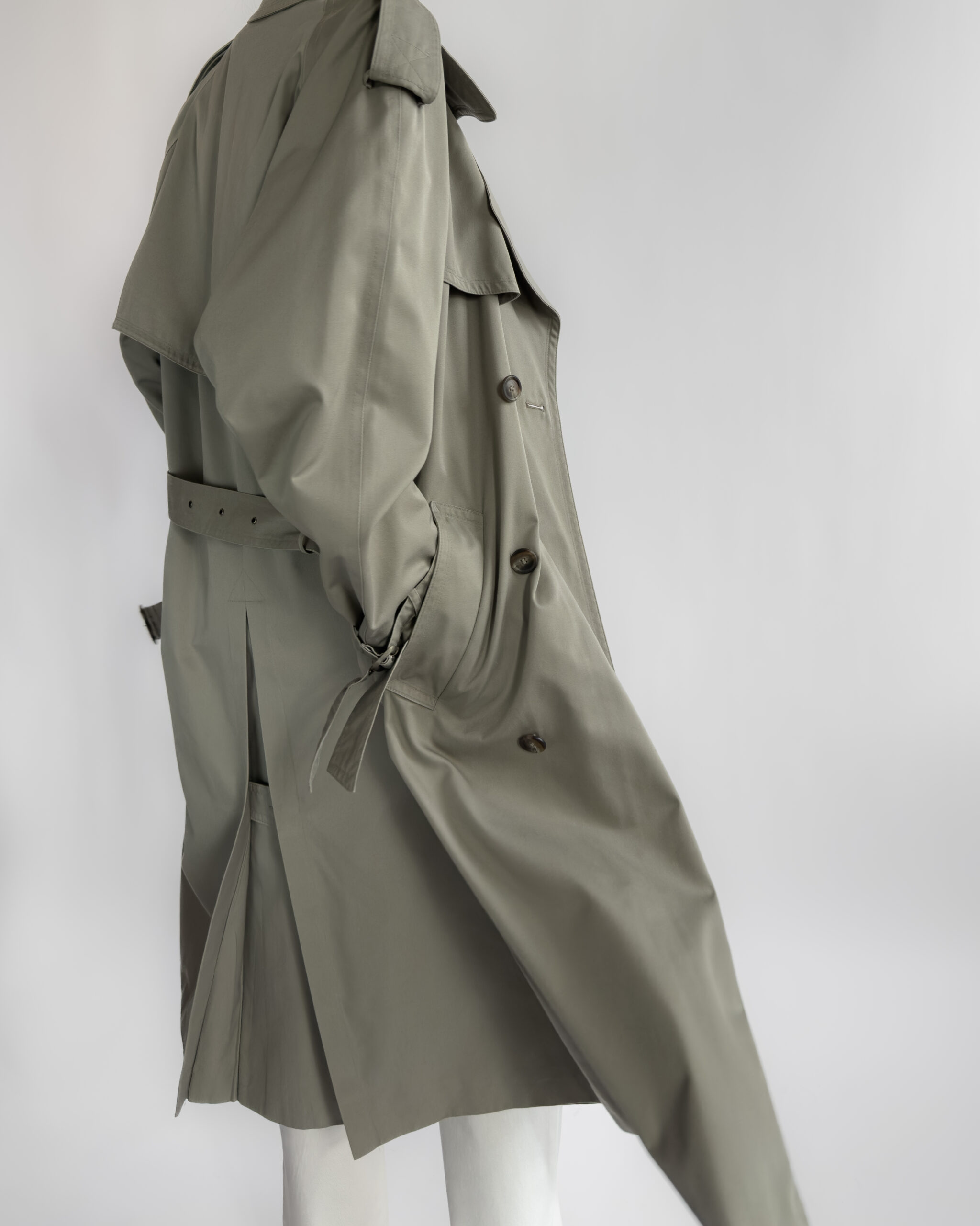 Double-Breasted Trench Coat | Sage Grey