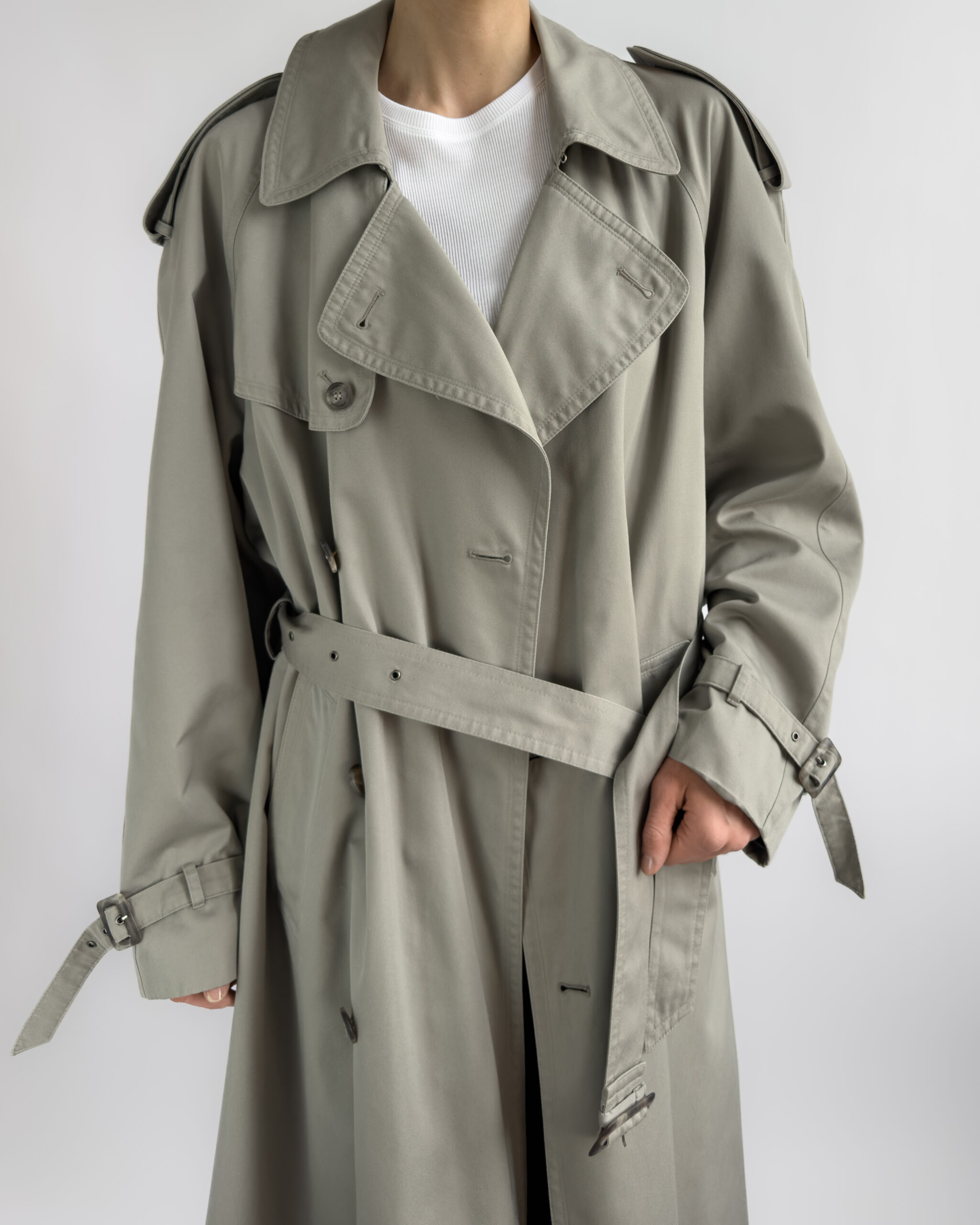Double-Breasted Trench Coat | Sage Grey