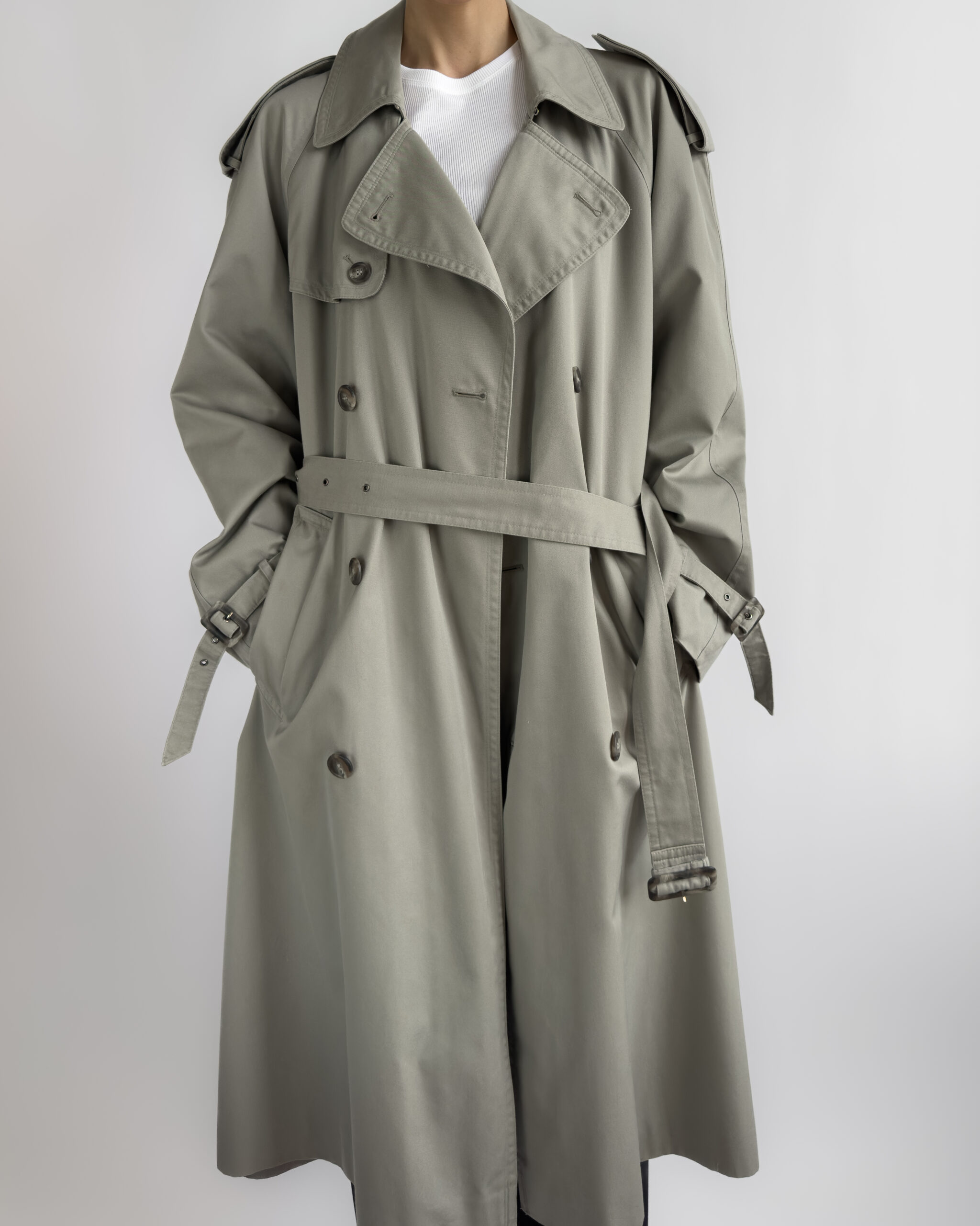 Double-Breasted Trench Coat | Sage Grey