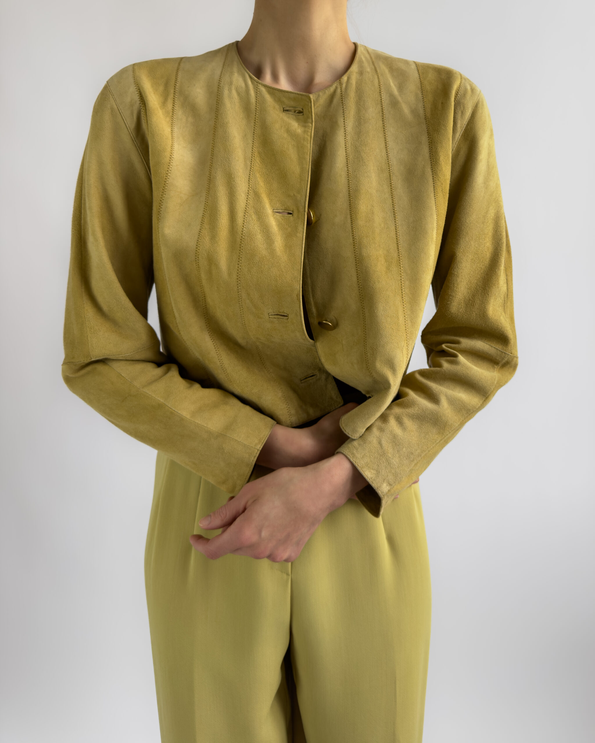 Suede Leather Jacket | Lime Green