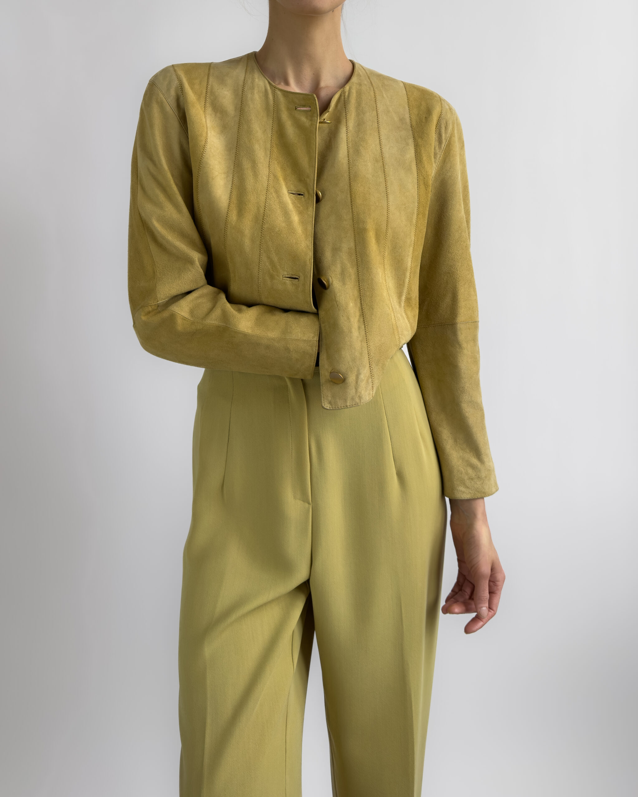 High-Waisted Suit Trousers | Lime Green