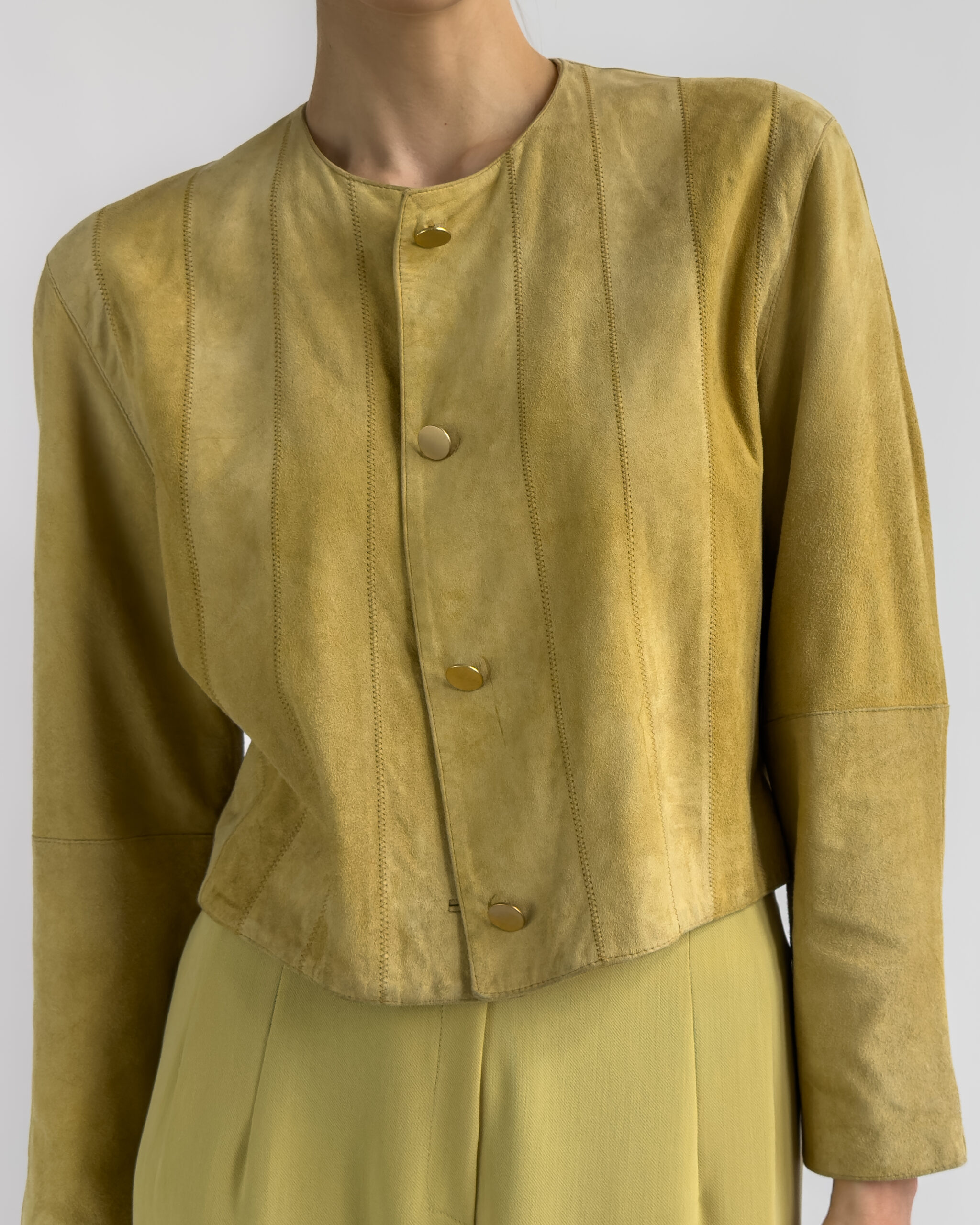 Suede Leather Jacket | Lime Green