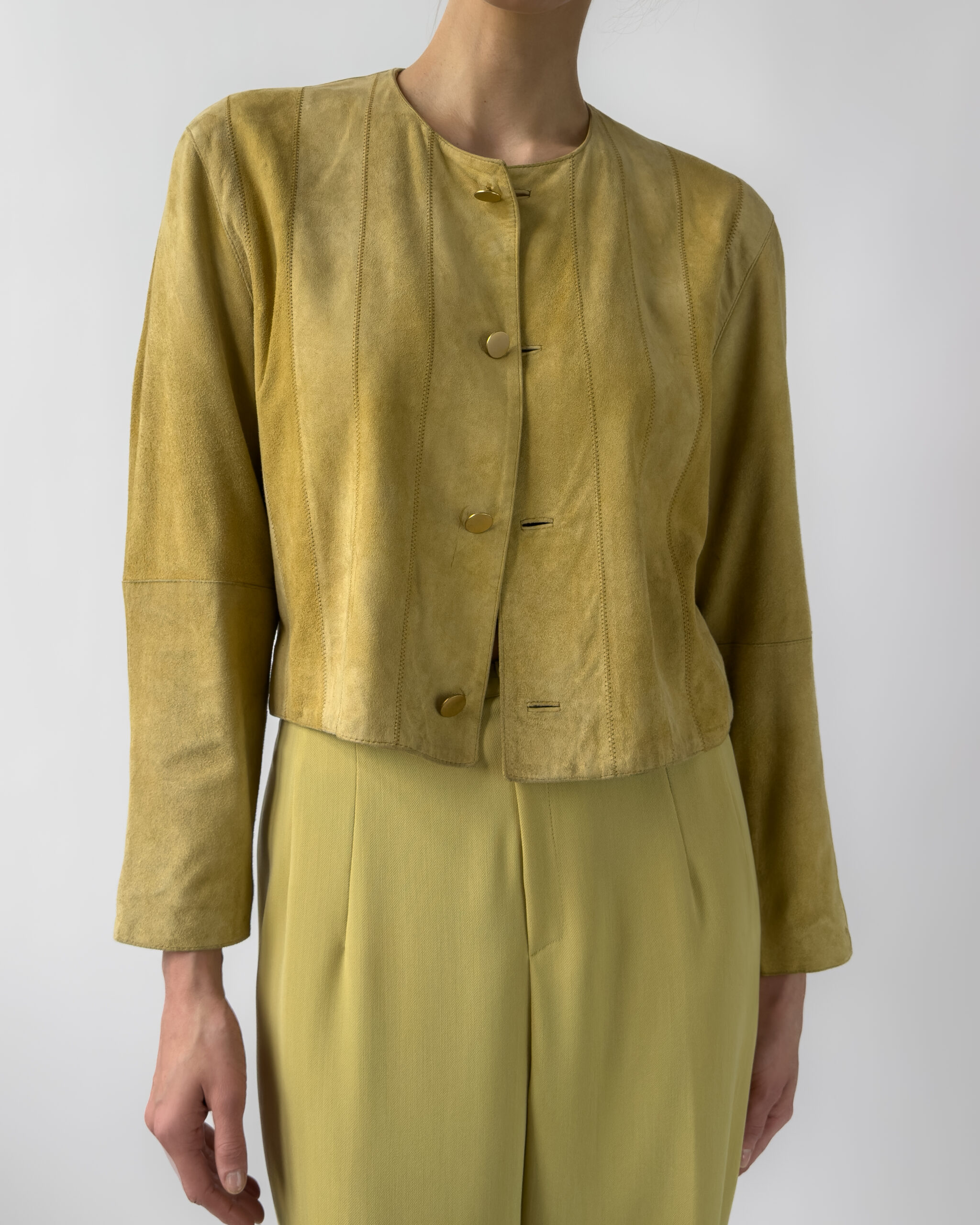 Suede Leather Jacket | Lime Green
