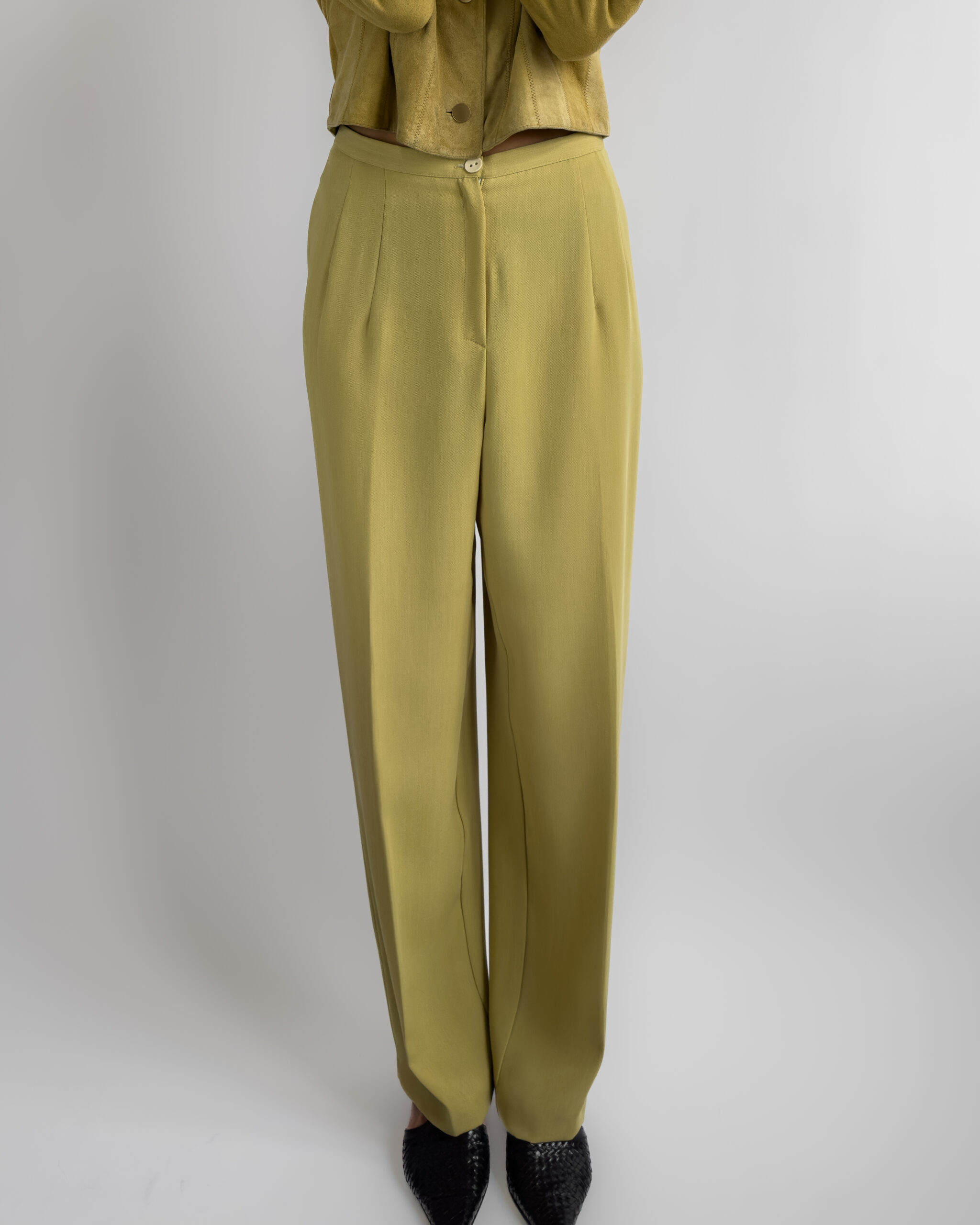 High-Waisted Suit Trousers | Lime Green