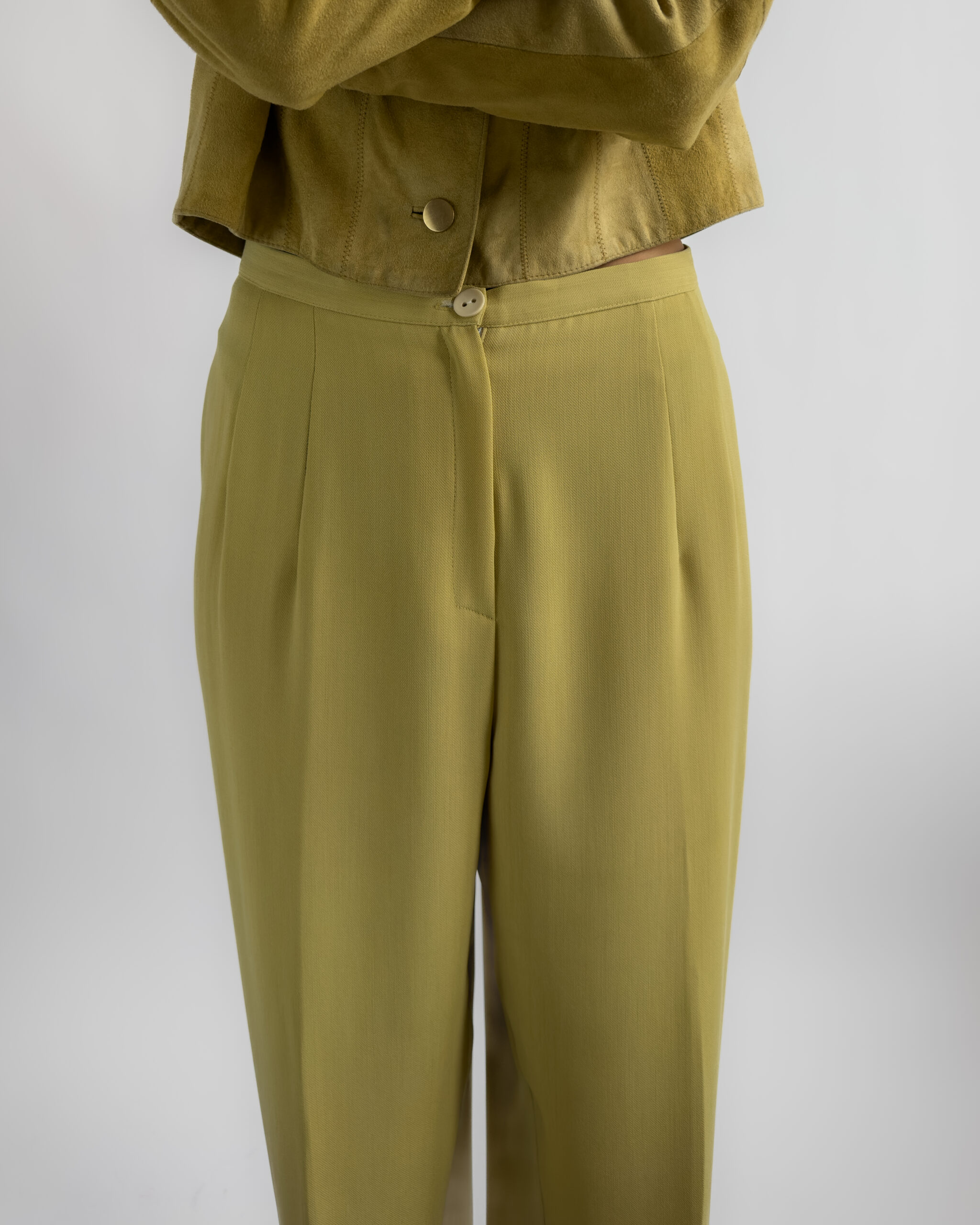 High-Waisted Suit Trousers | Lime Green