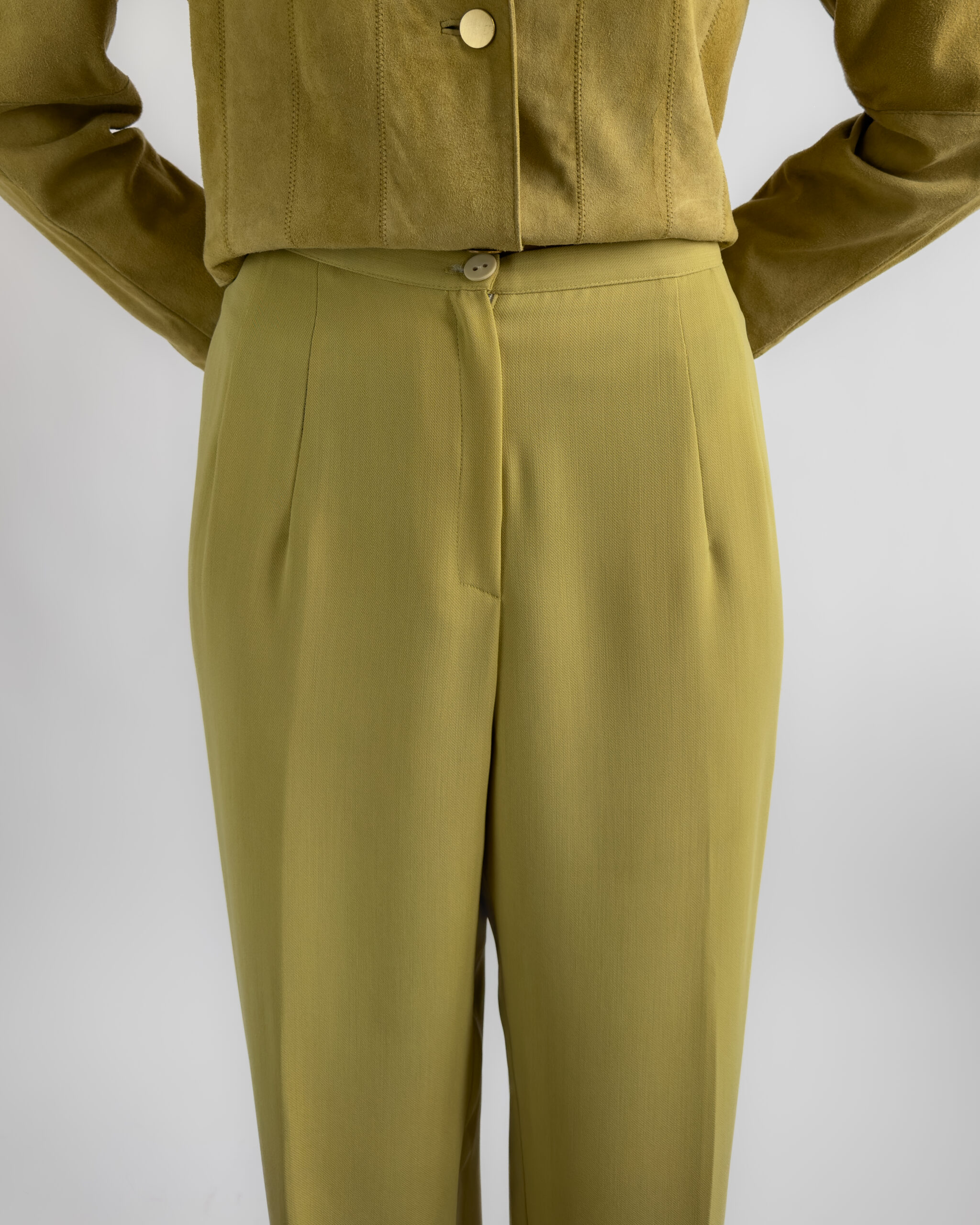 High-Waisted Suit Trousers | Lime Green