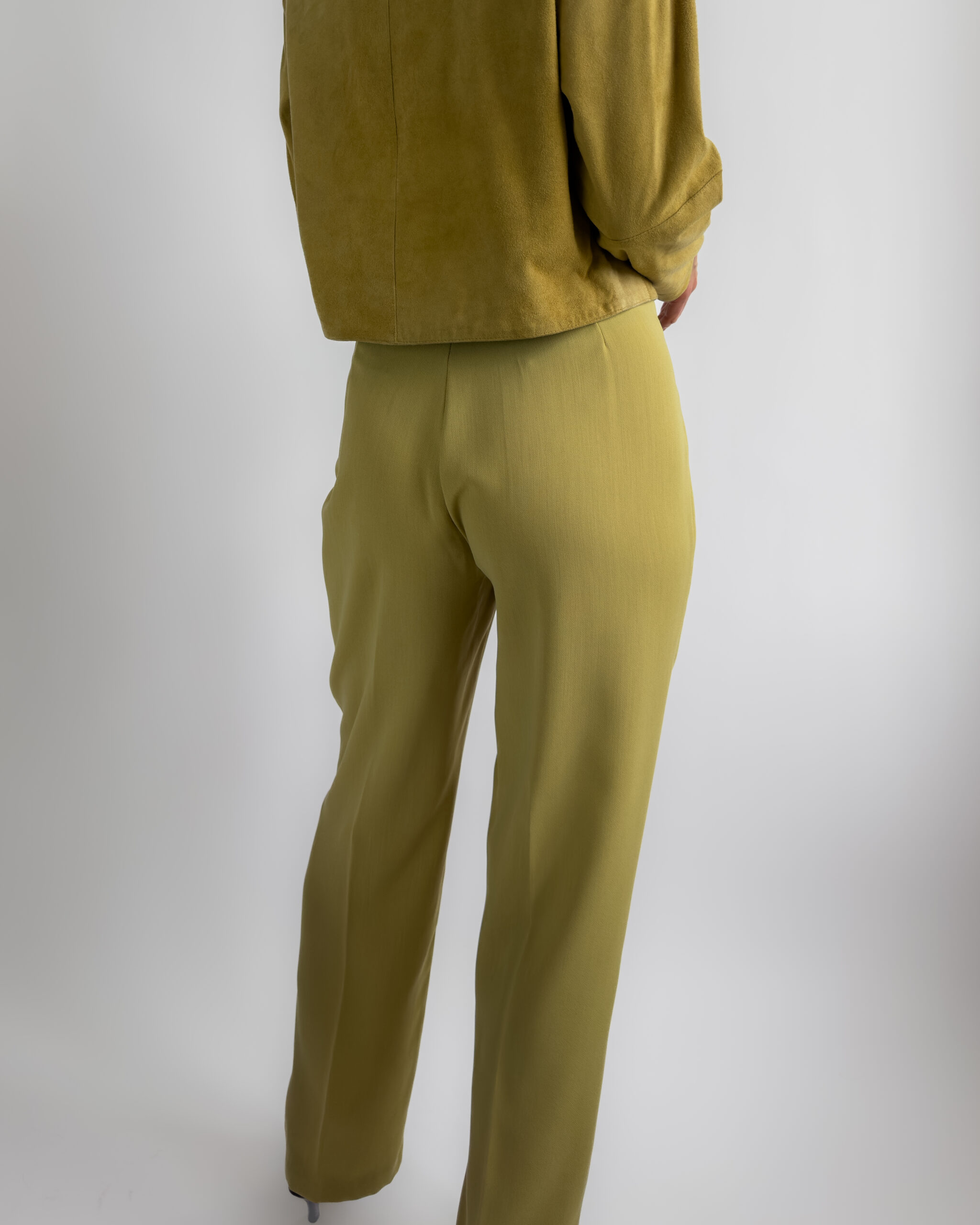 High-Waisted Suit Trousers | Lime Green