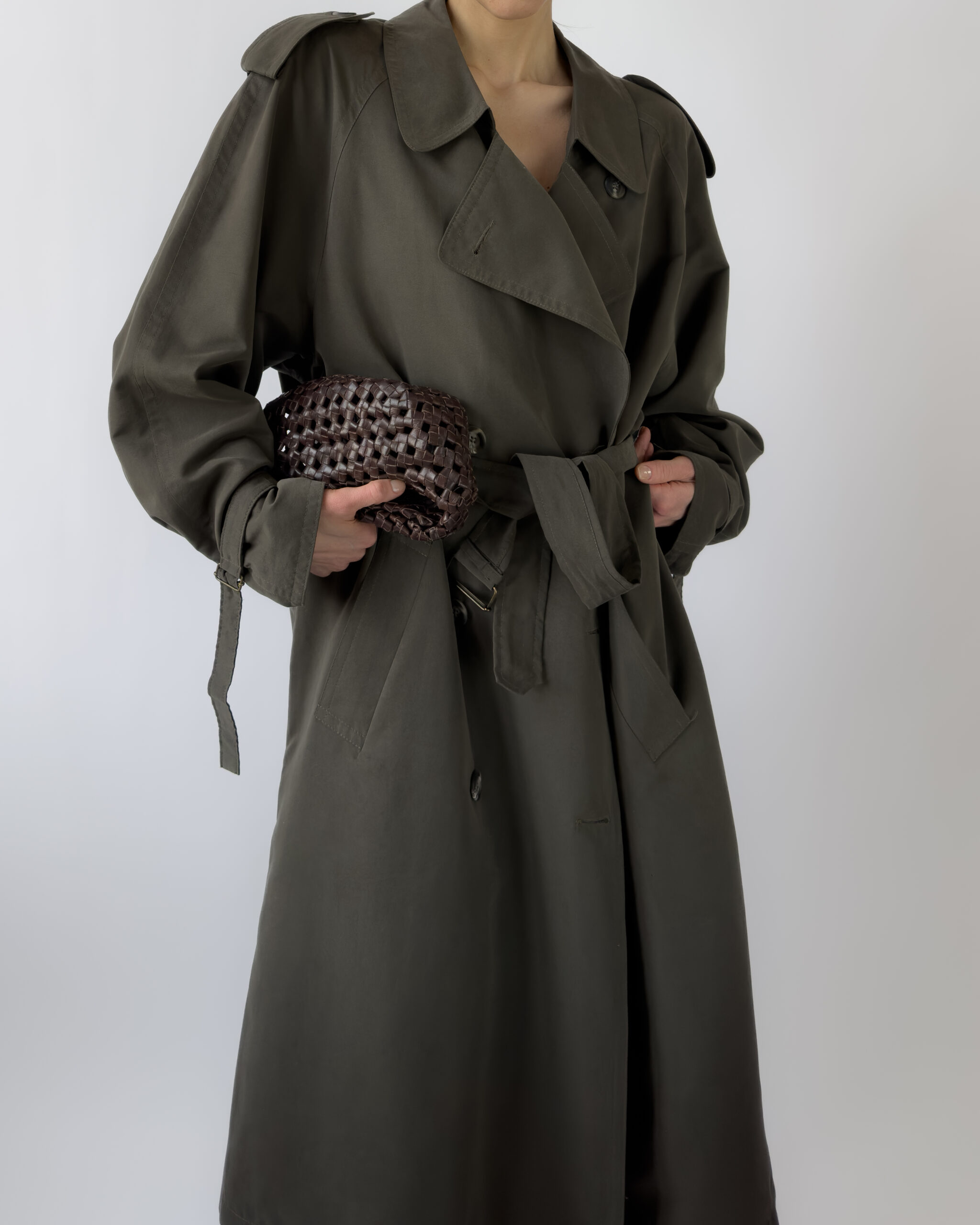 Belted Longline Trench Coat | Olive Green