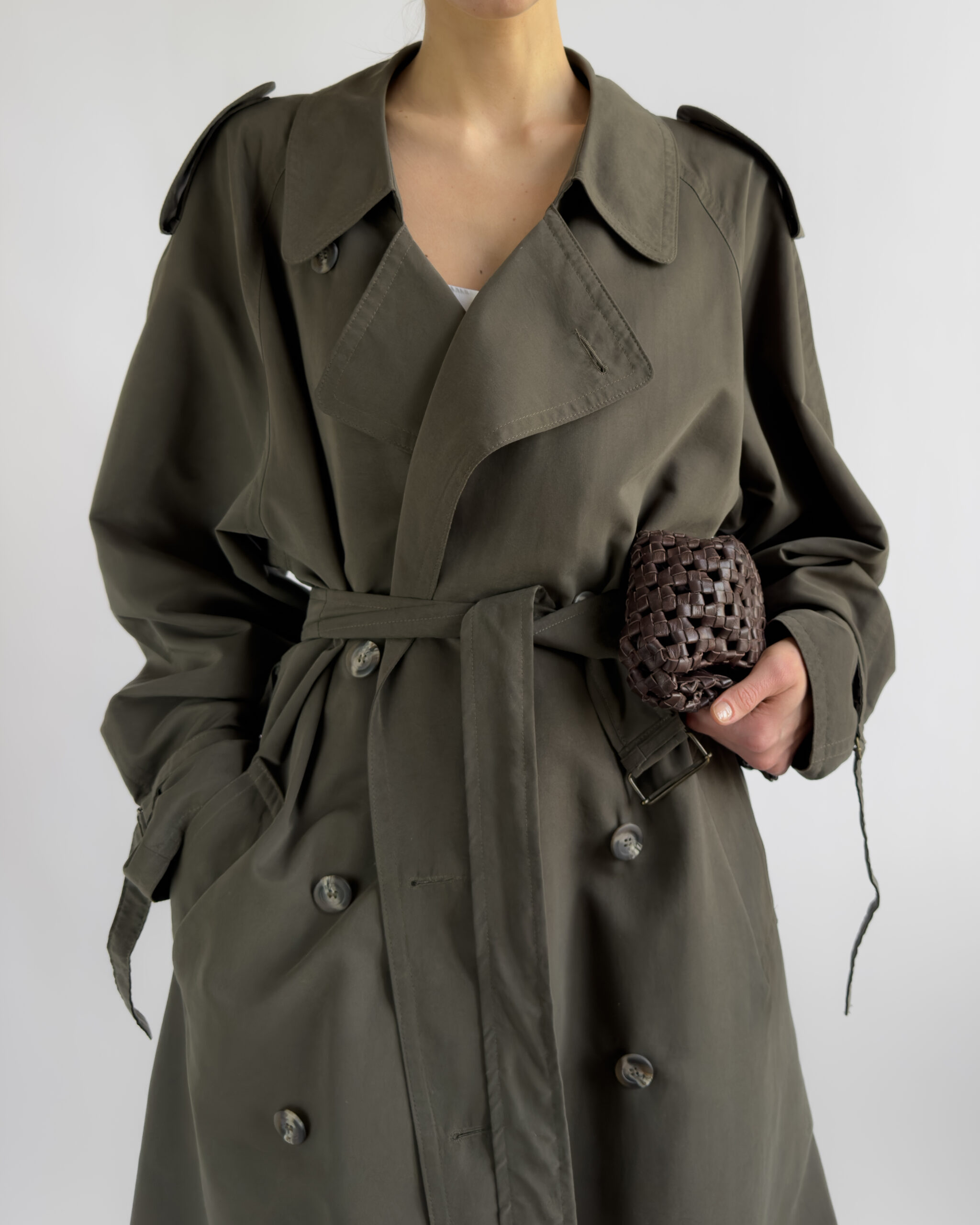 Belted Longline Trench Coat | Olive Green
