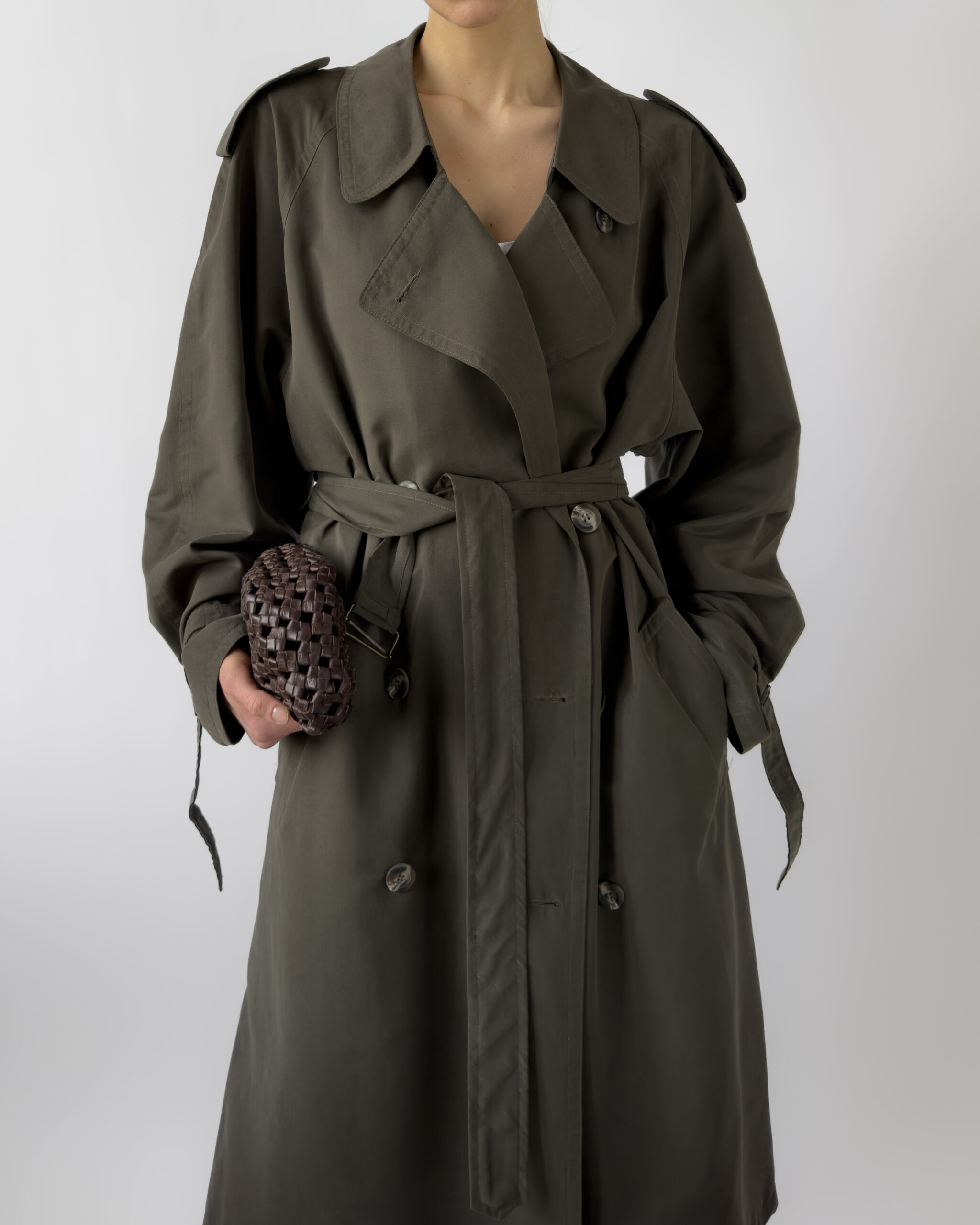 Belted Longline Trench Coat | Olive Green
