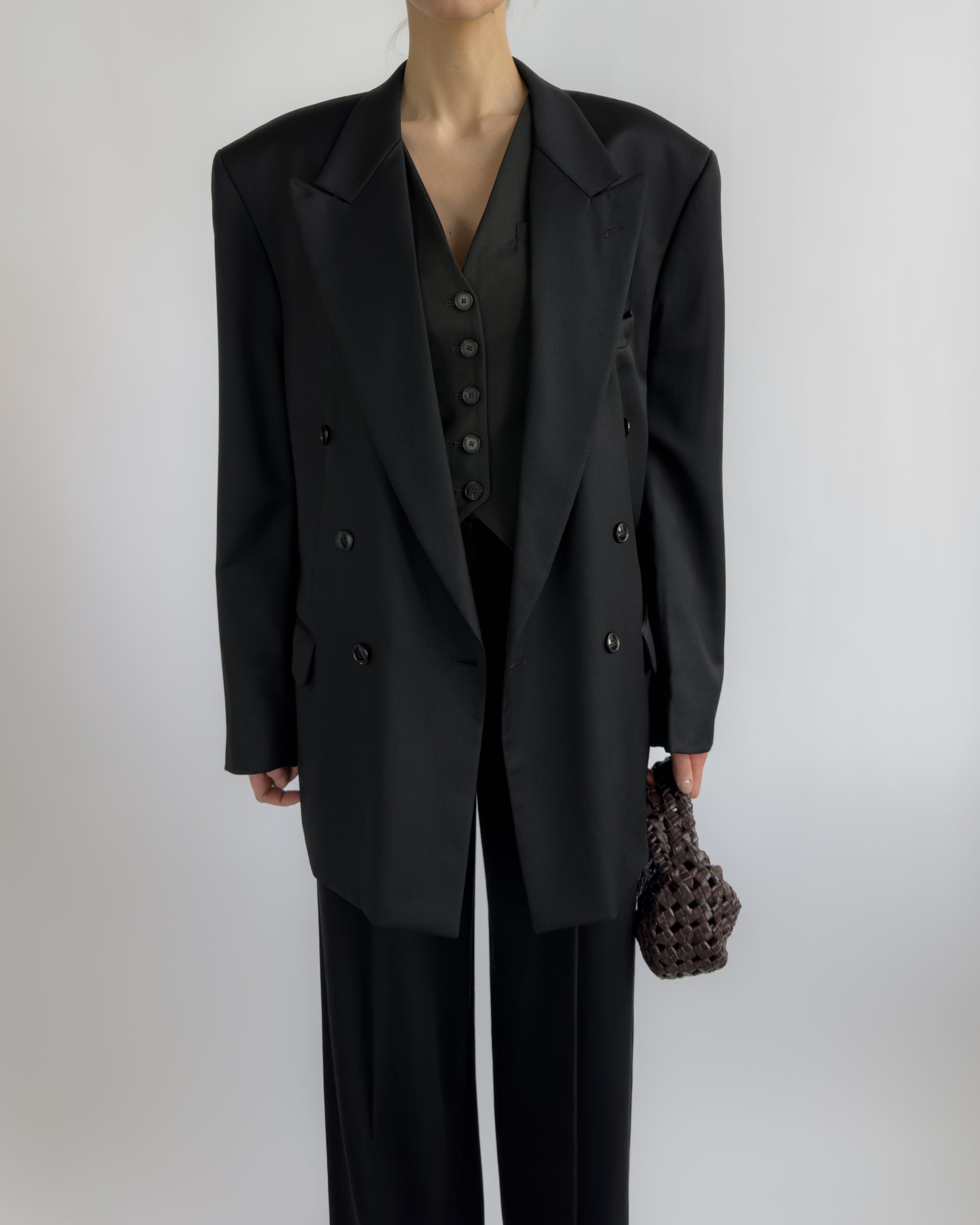 Double-Breasted Wool Blazer | Black