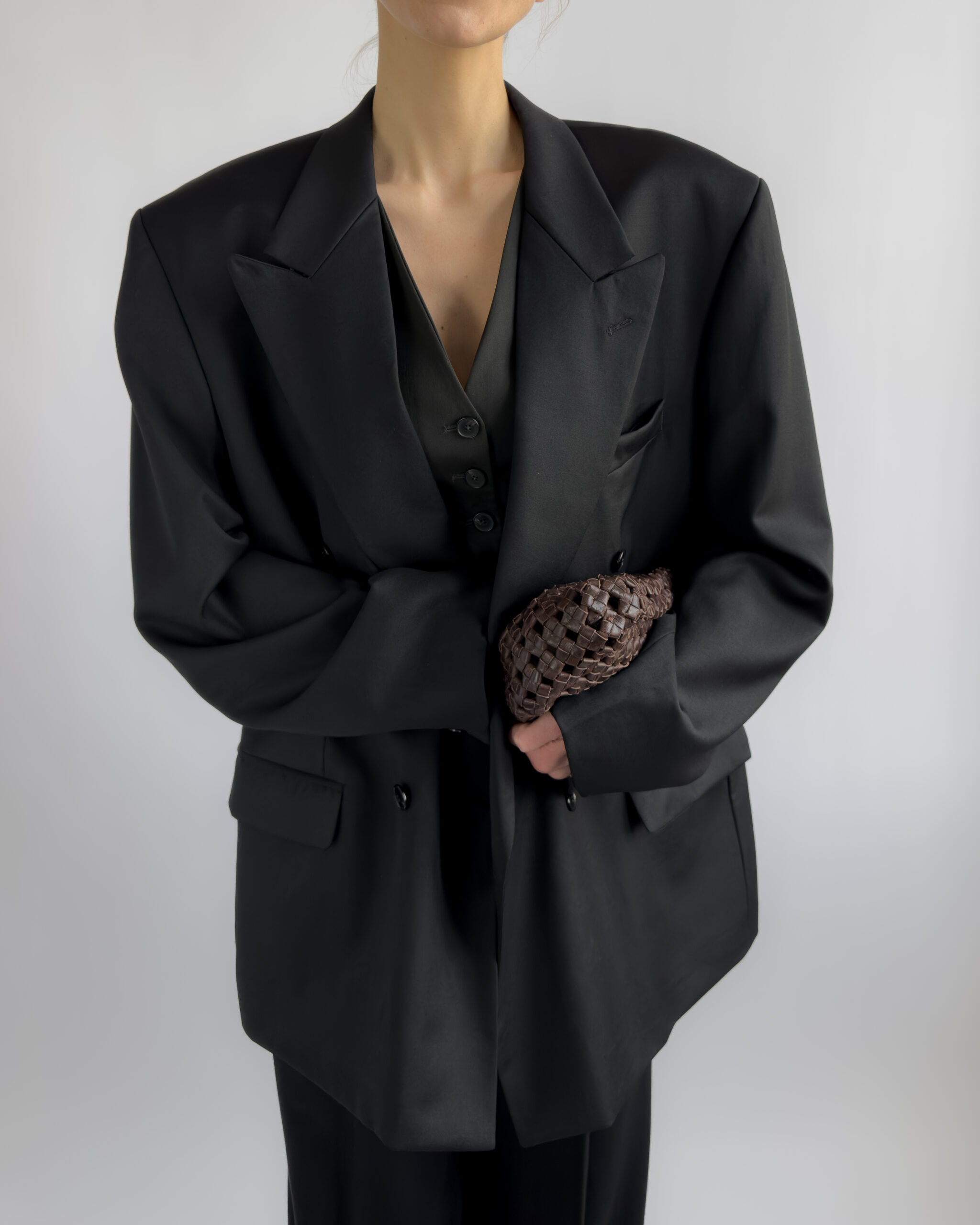 Double-Breasted Wool Blazer | Black