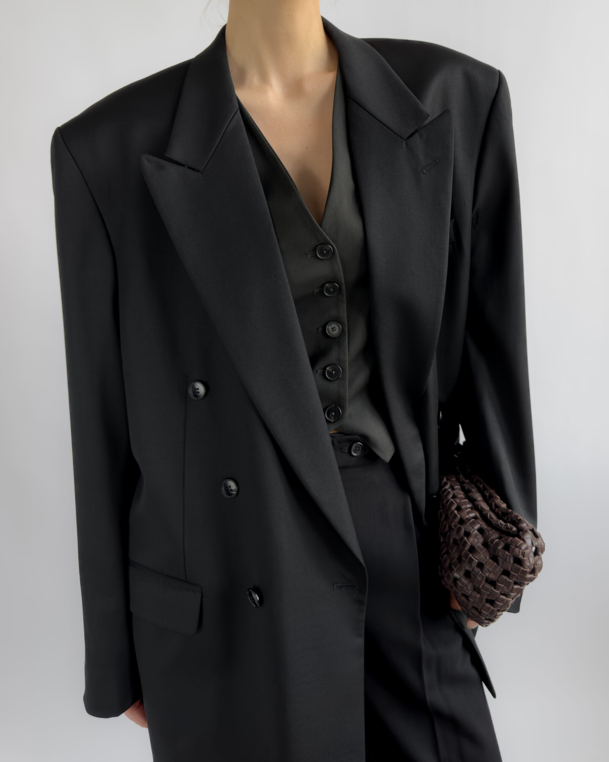 Double-Breasted Wool Blazer | Black