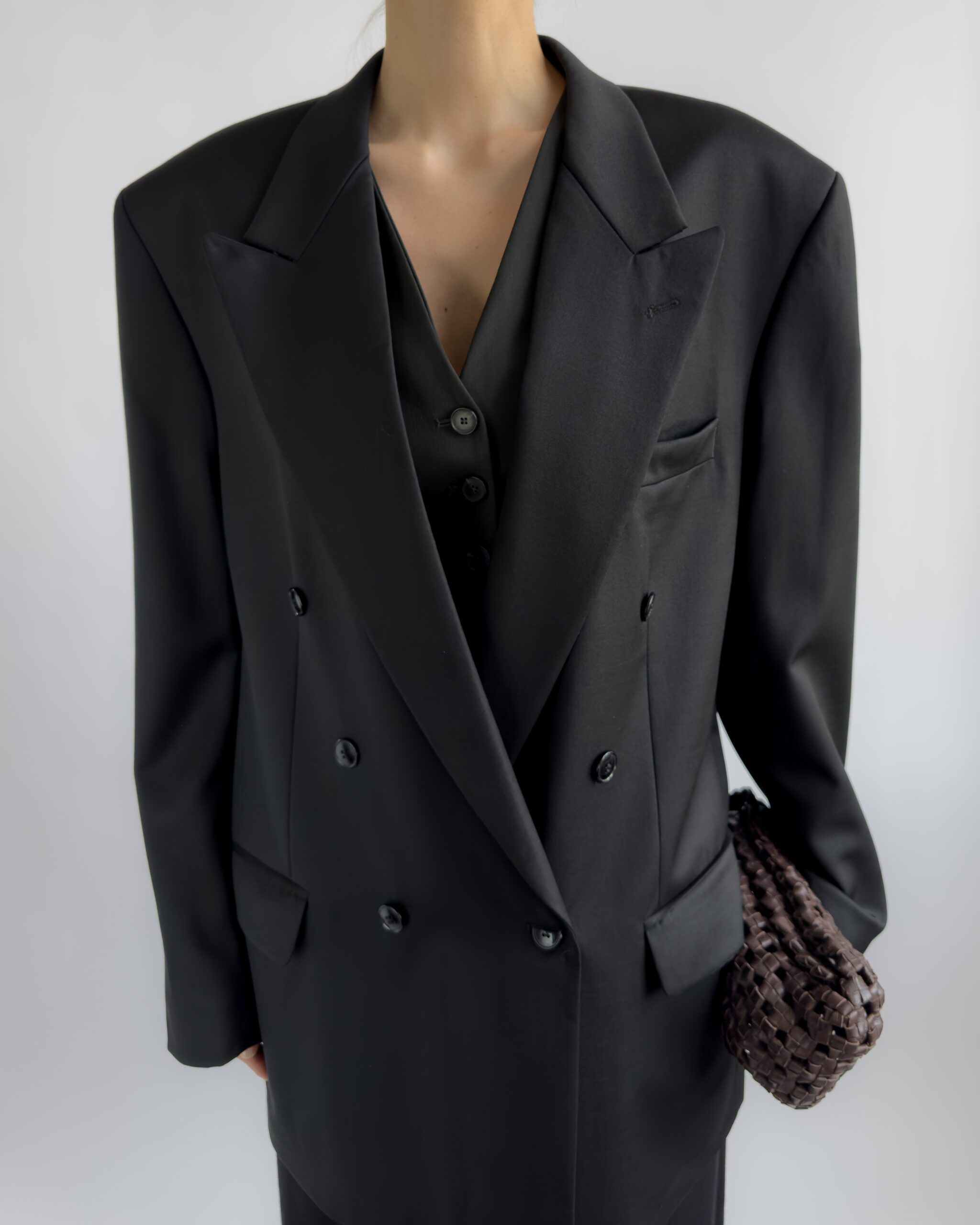 Double-Breasted Wool Blazer | Black