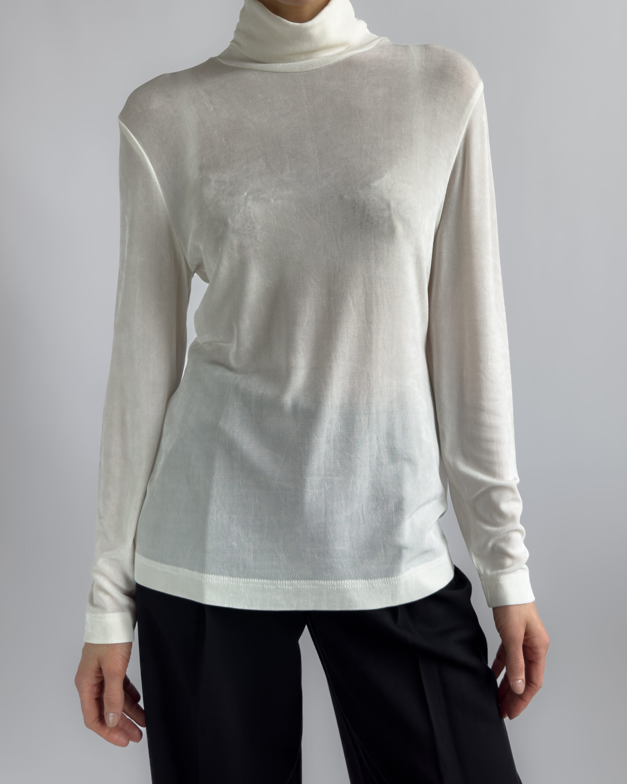 Silky Roll Neck Pullover | Cream White