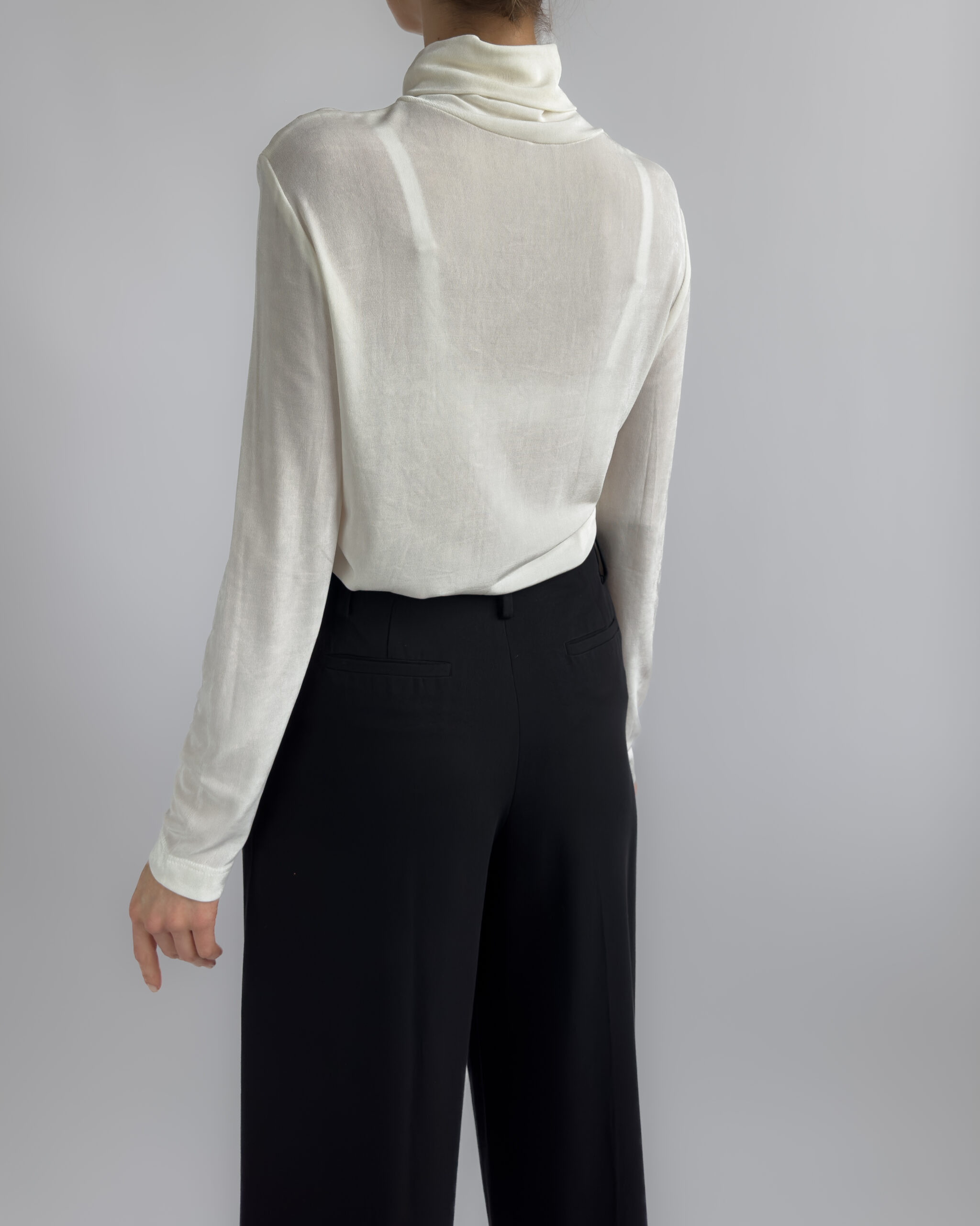 Silky Roll Neck Pullover | Cream White
