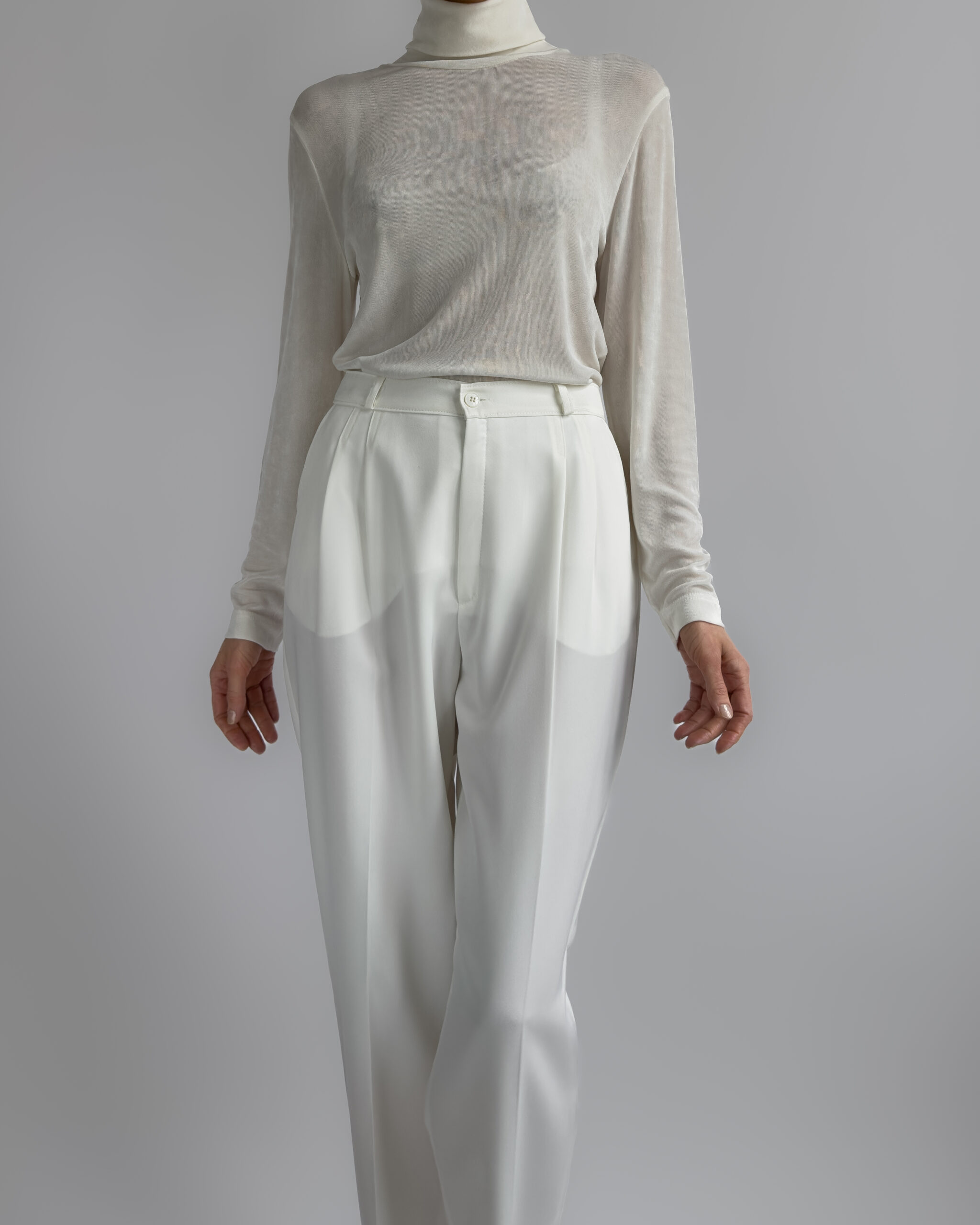 Pleated Suit Trousers | Cream White