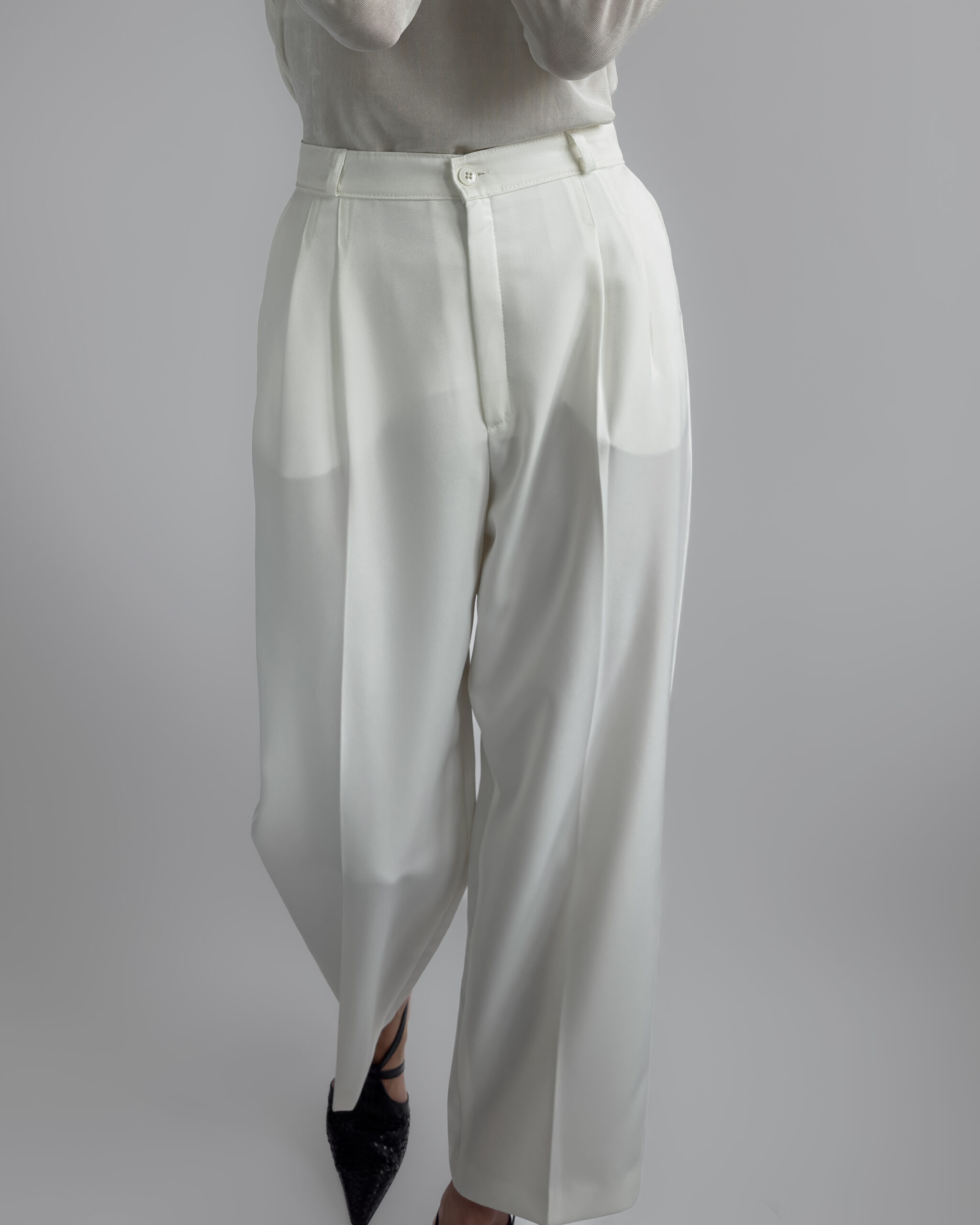Pleated Suit Trousers | Cream White