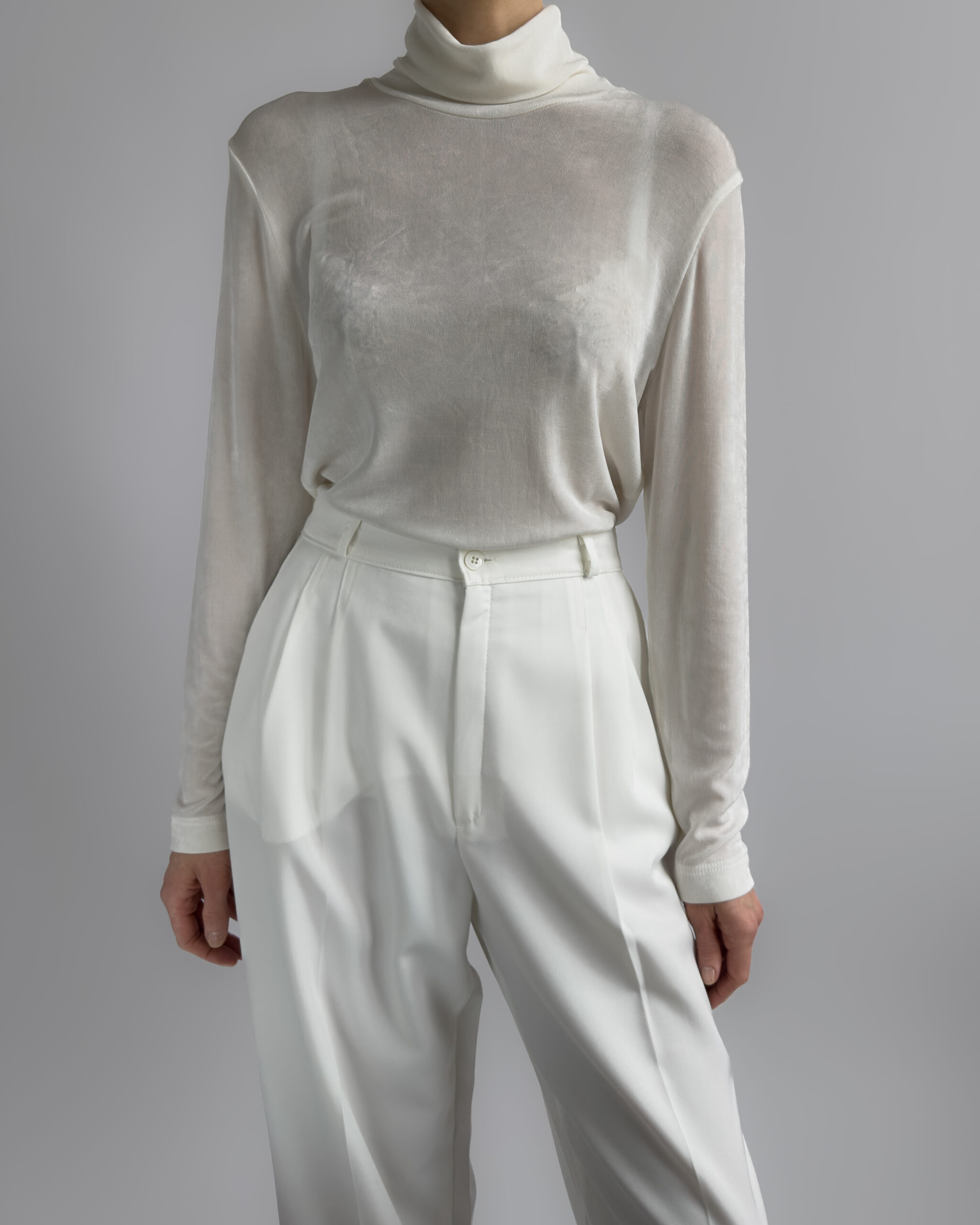 Pleated Suit Trousers | Cream White