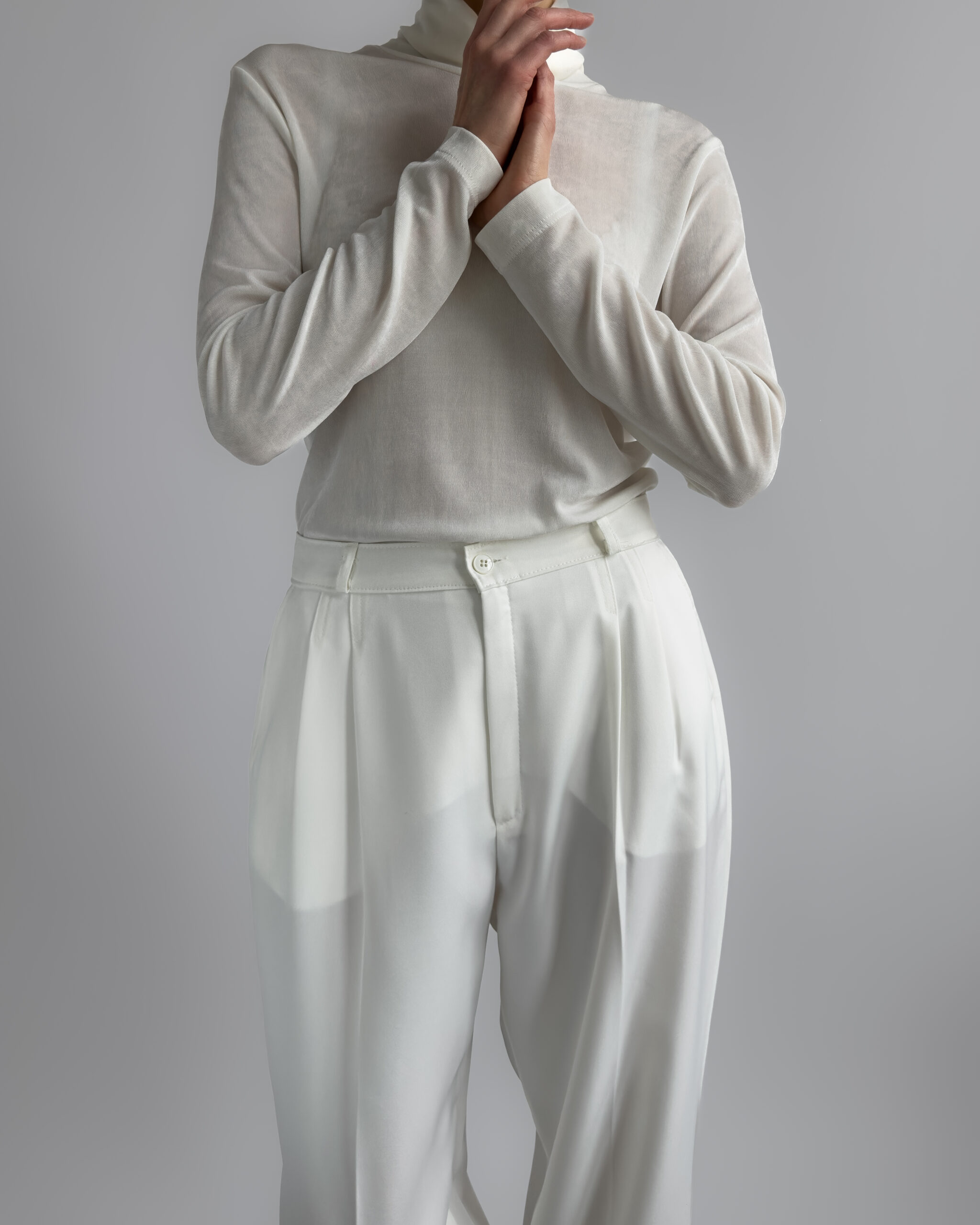 Pleated Suit Trousers | Cream White