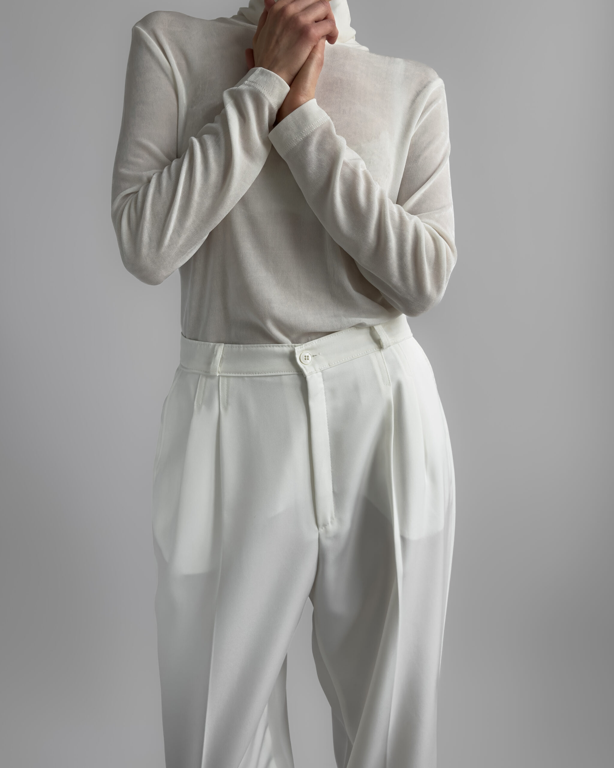 Pleated Suit Trousers | Cream White
