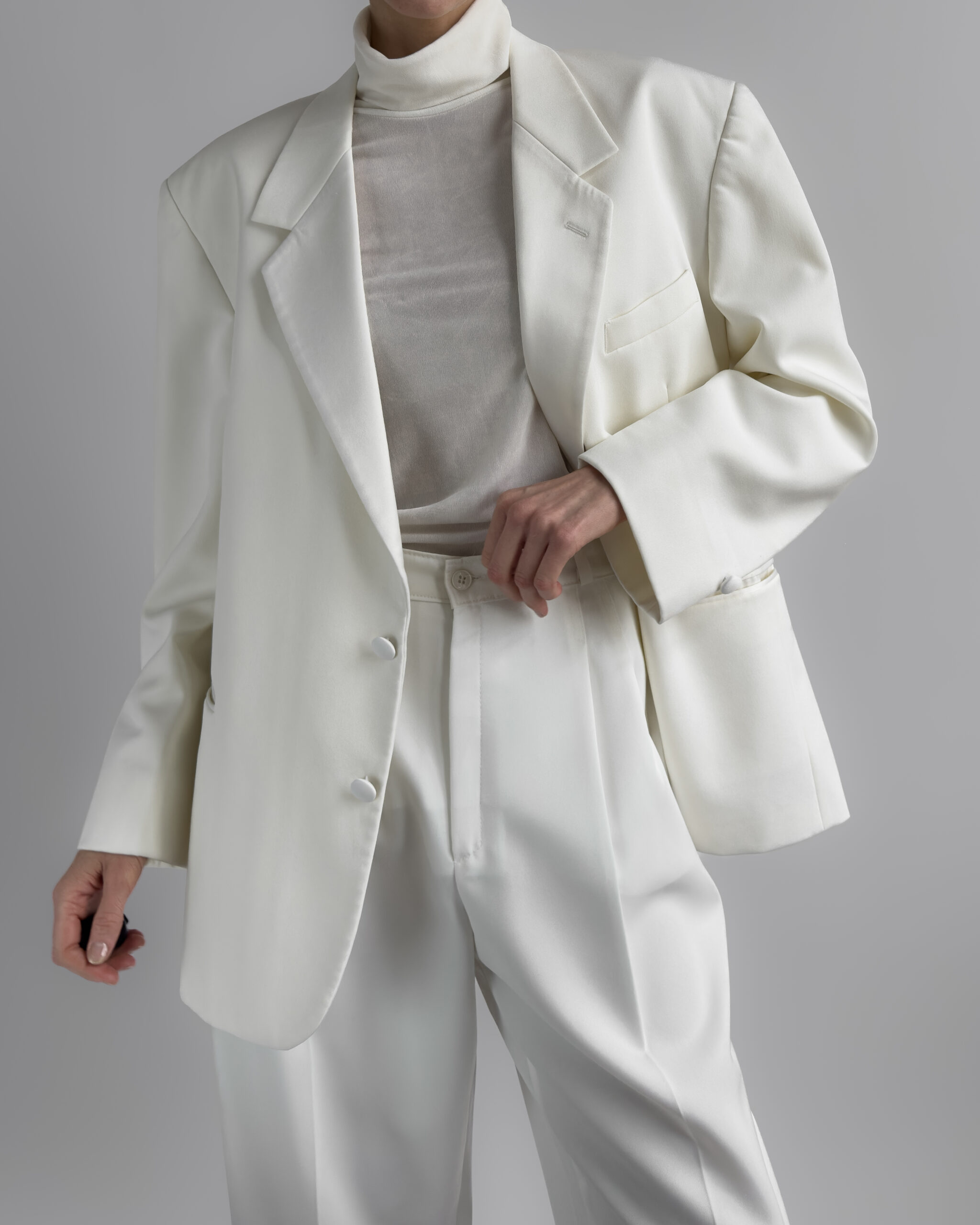 Silky Roll Neck Pullover | Cream White