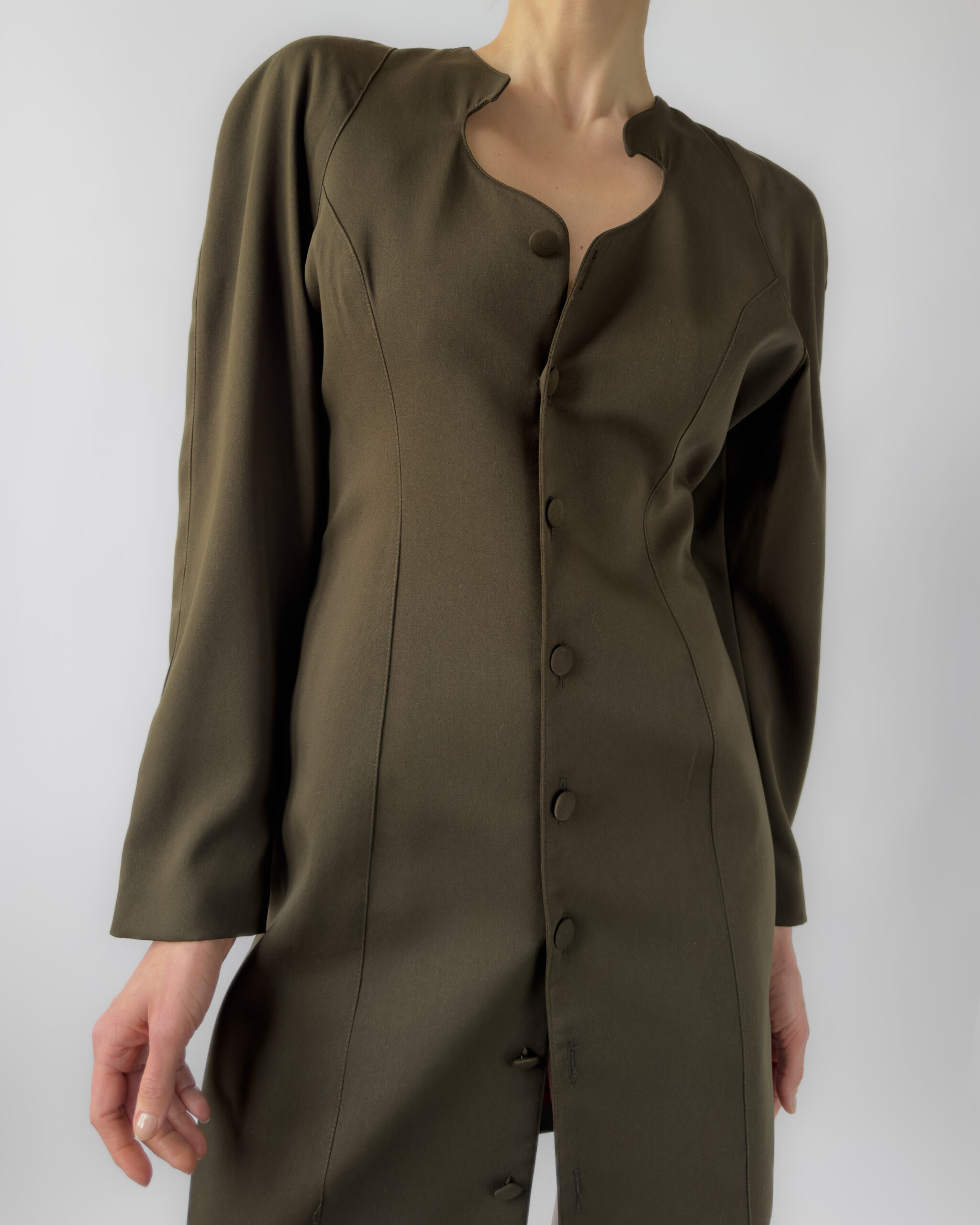 Faust Structured Wool Blend Dress | Khaki Brown