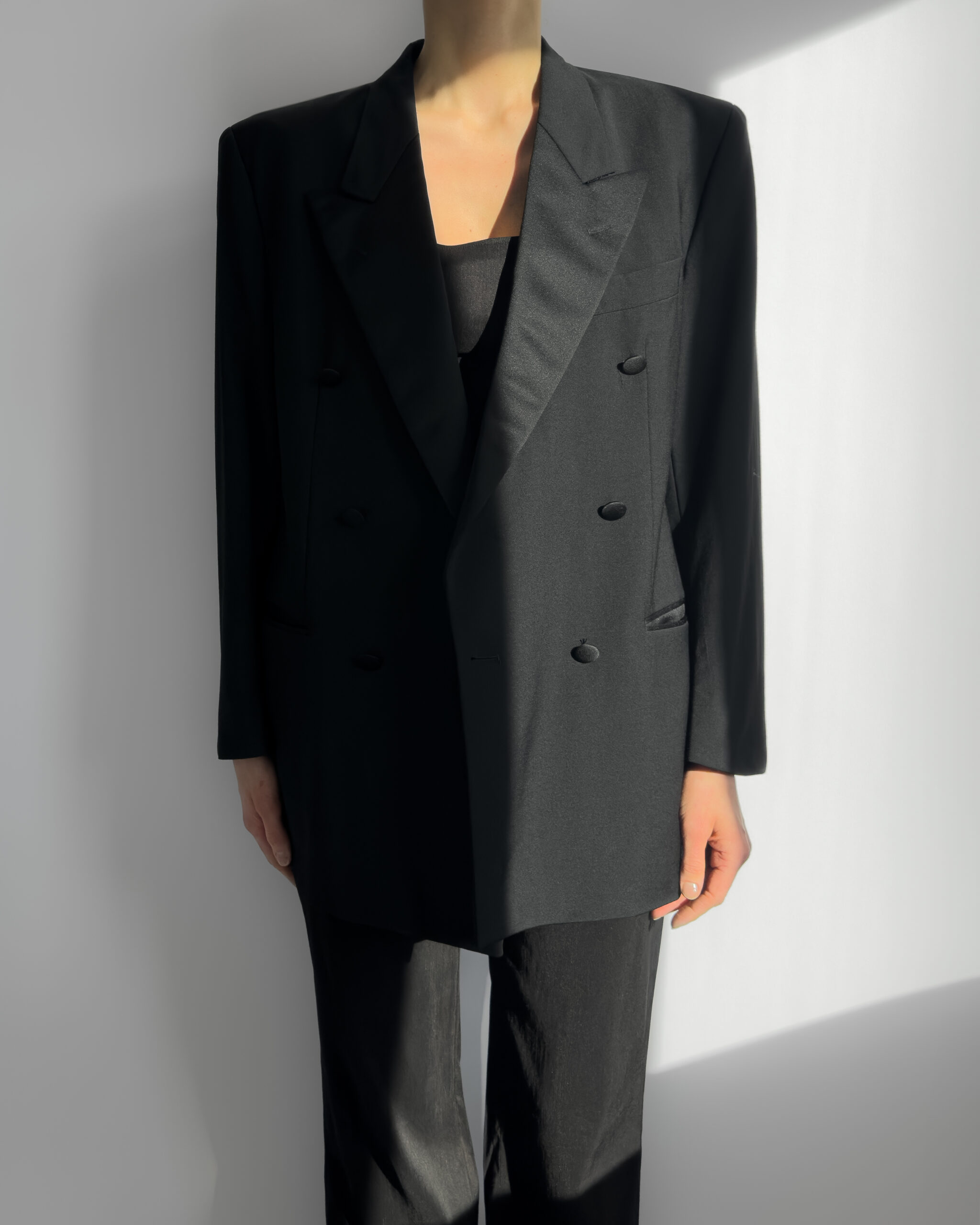 Hugo Boss Double-Breasted Wool Blazer | Black