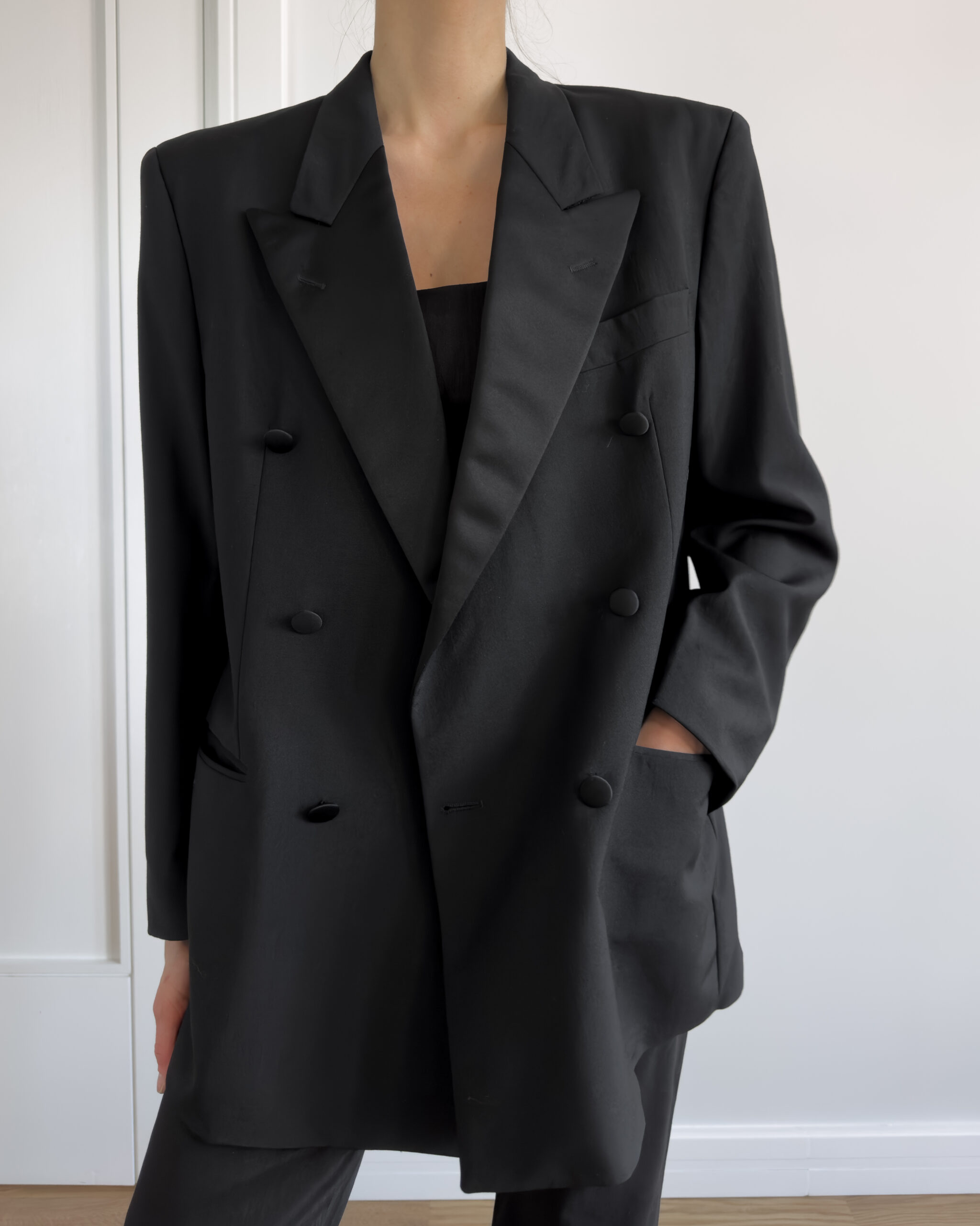 Hugo Boss Double-Breasted Wool Blazer | Black