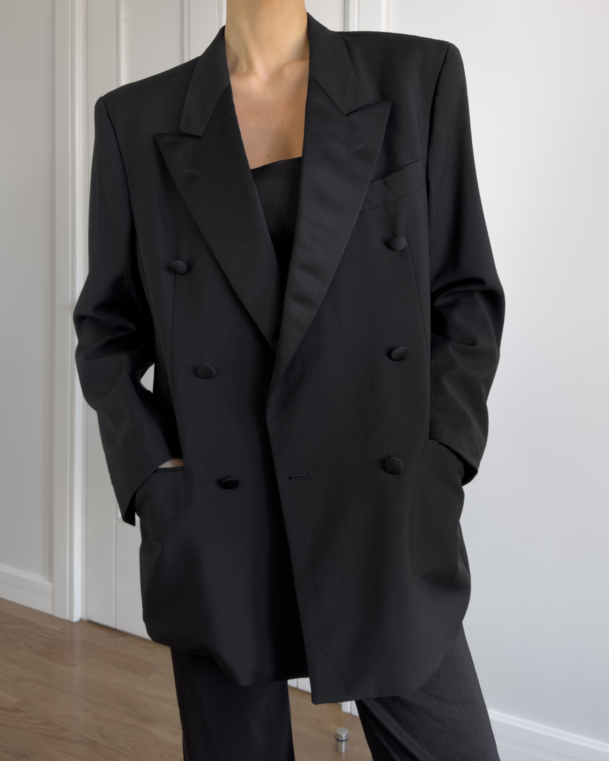 Hugo Boss Double-Breasted Wool Blazer | Black