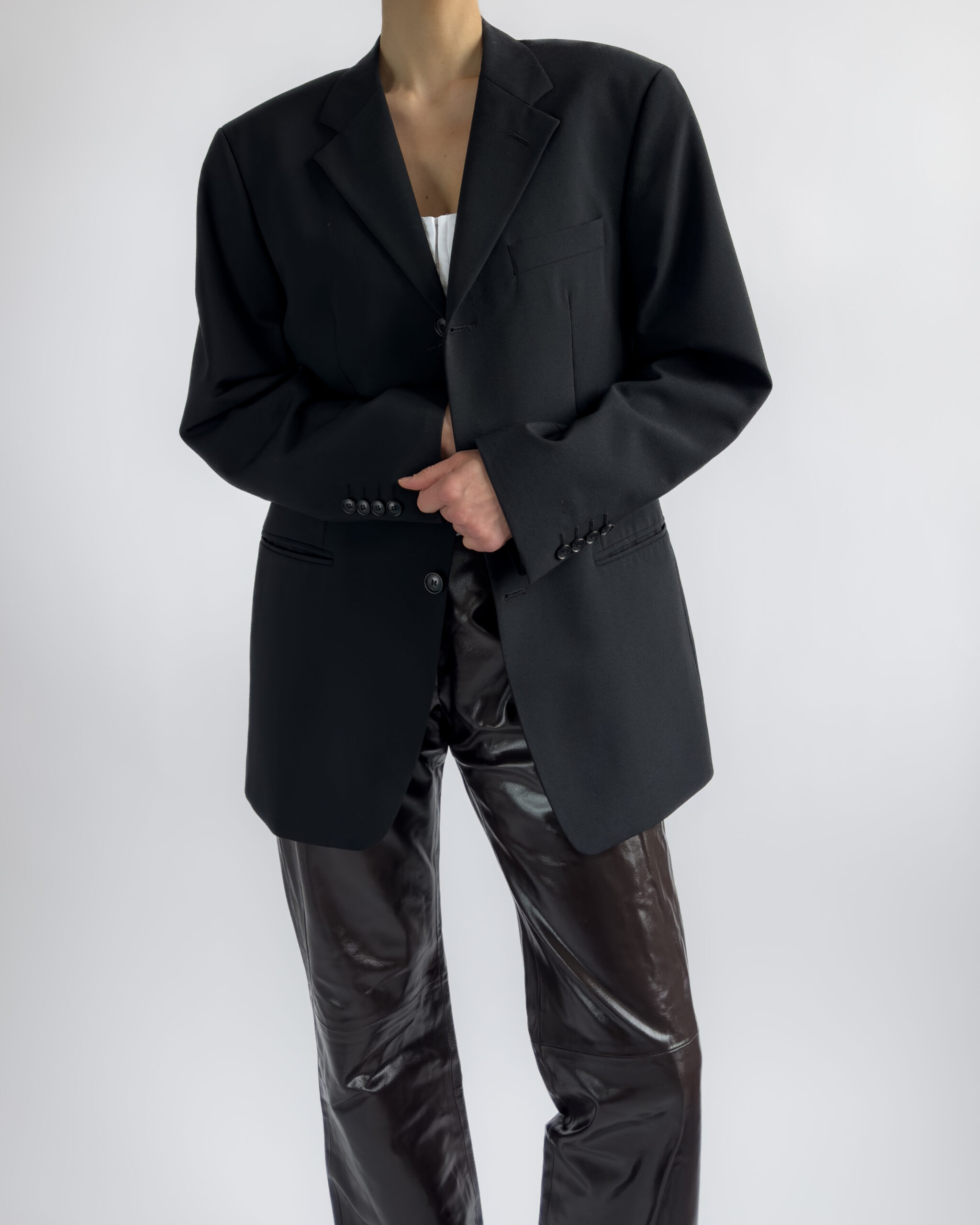 Unisex Wool Blend Blazer | Deep Black