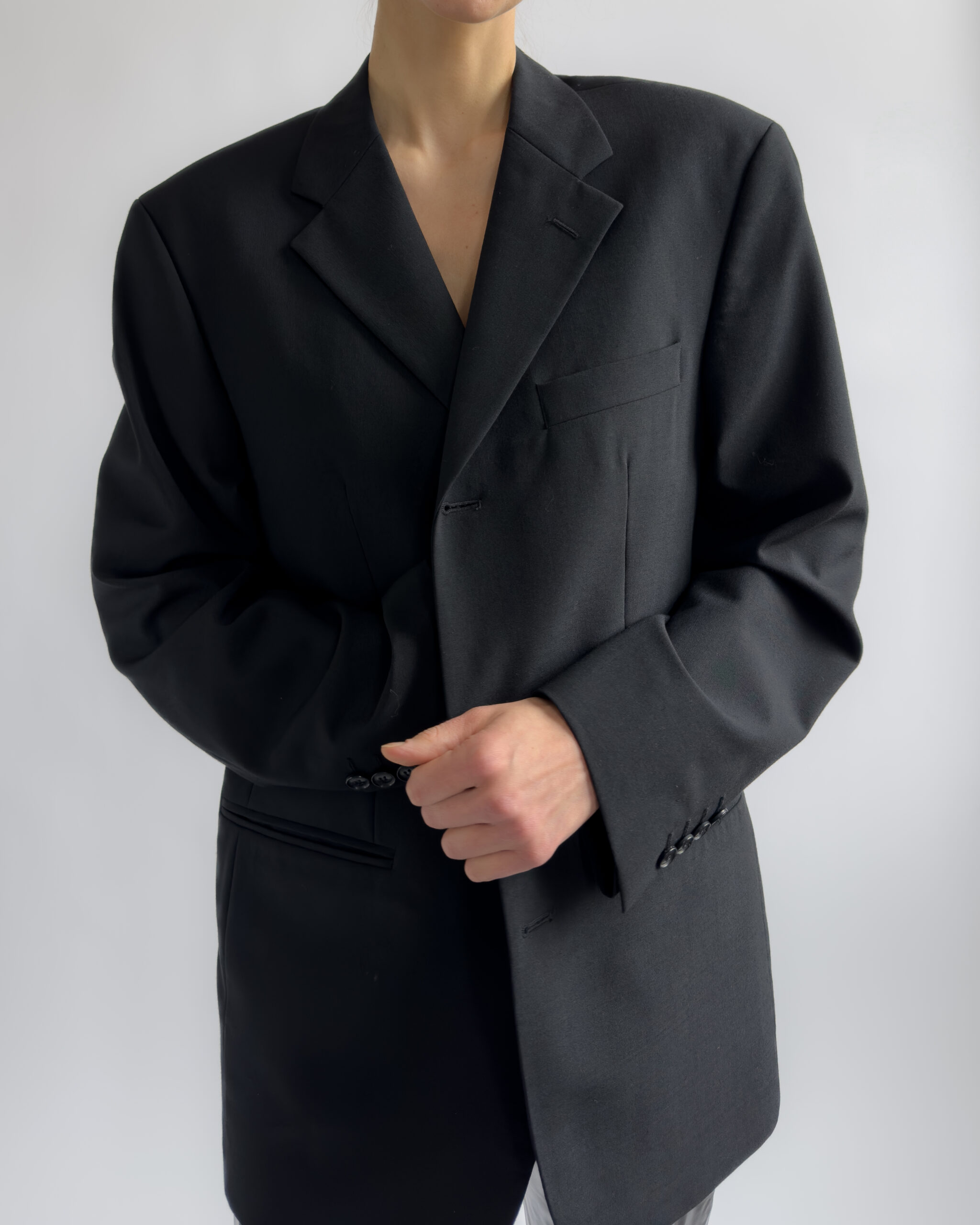 Unisex Wool Blend Blazer | Deep Black