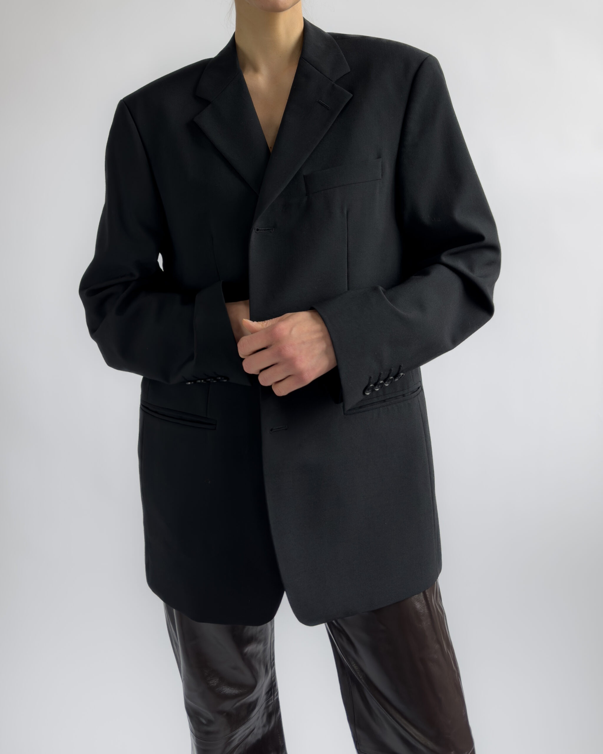 Unisex Wool Blend Blazer | Deep Black