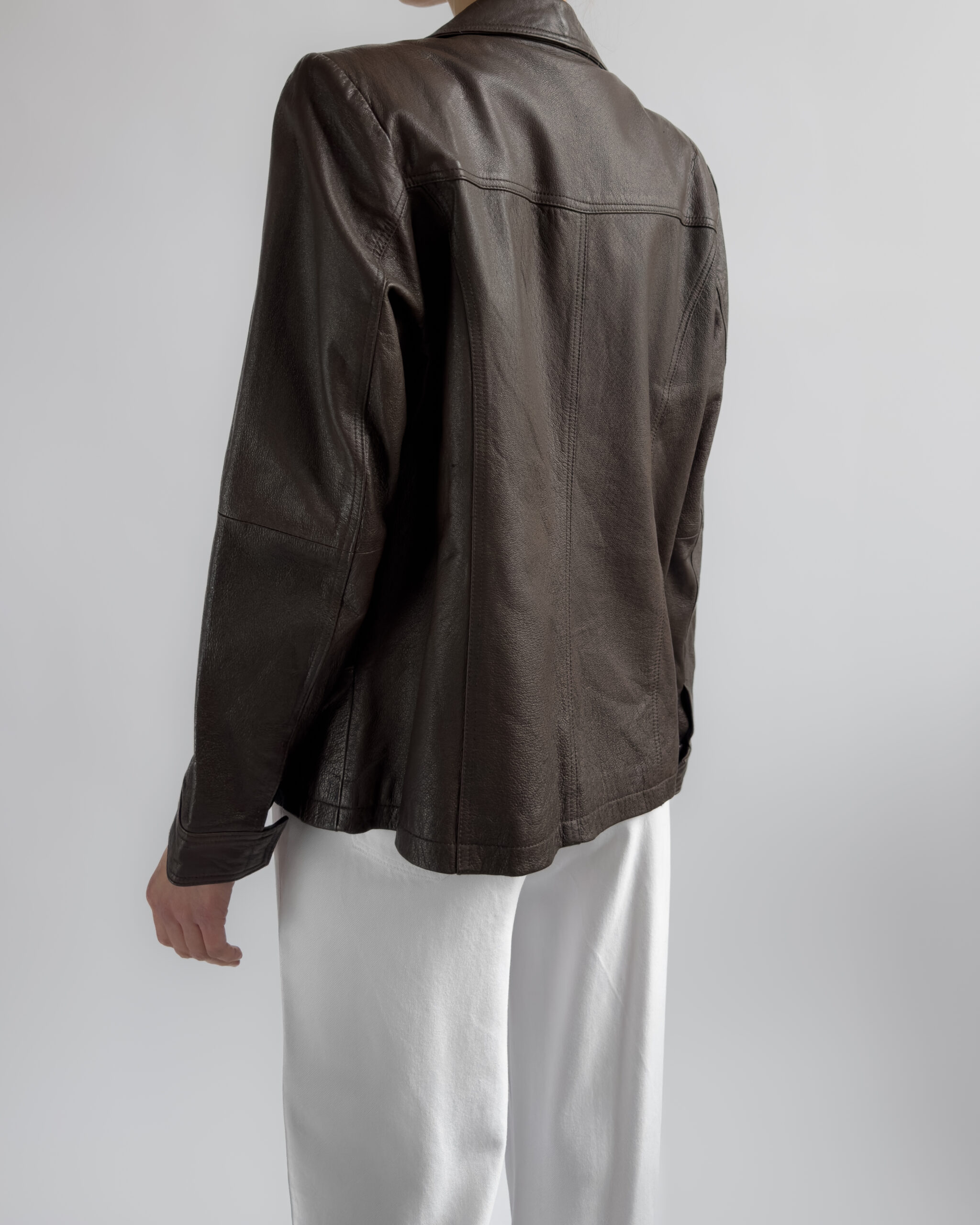 Leather Blazer Jacket | Mocha Brown