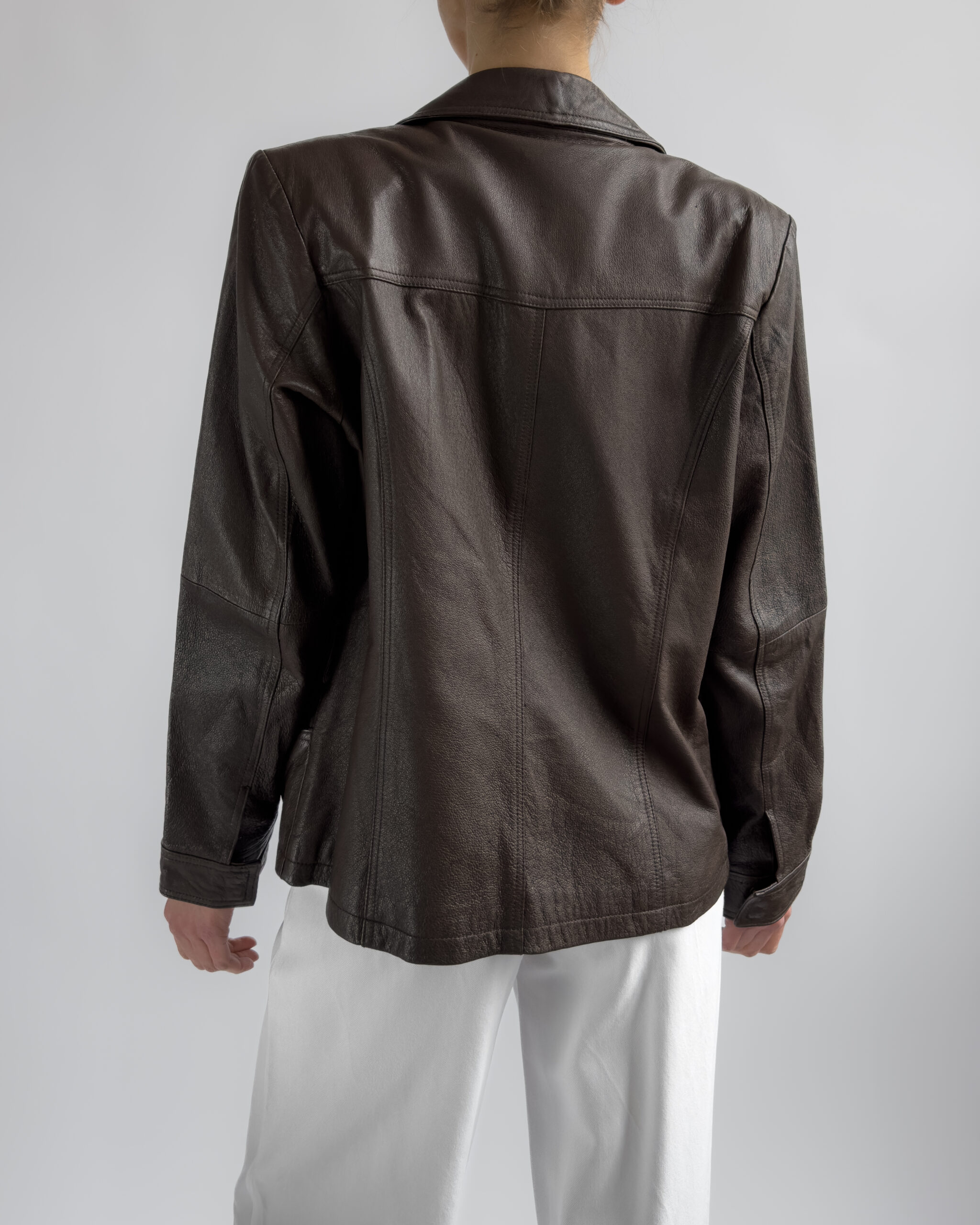 Leather Blazer Jacket | Mocha Brown