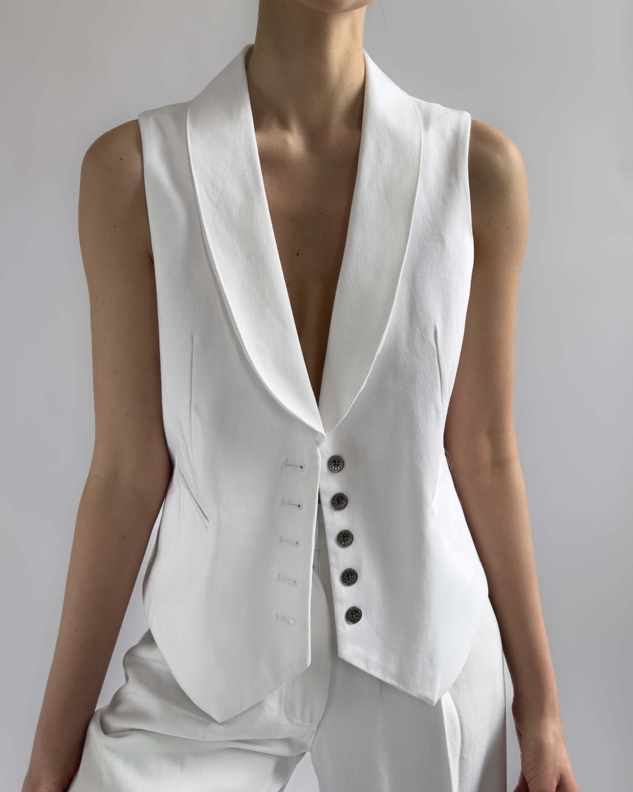 Cotton Suit Vest | White