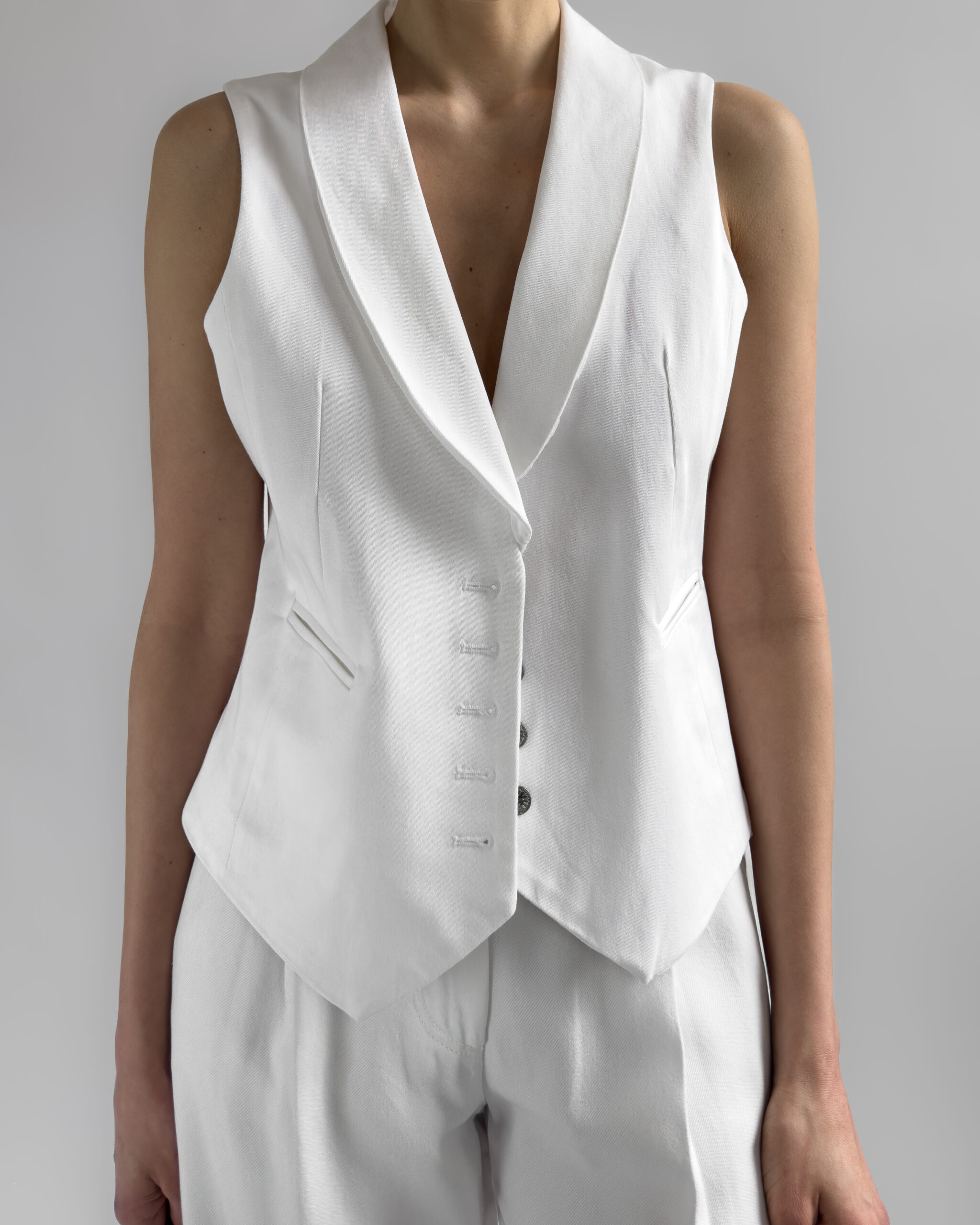 Cotton Suit Vest | White