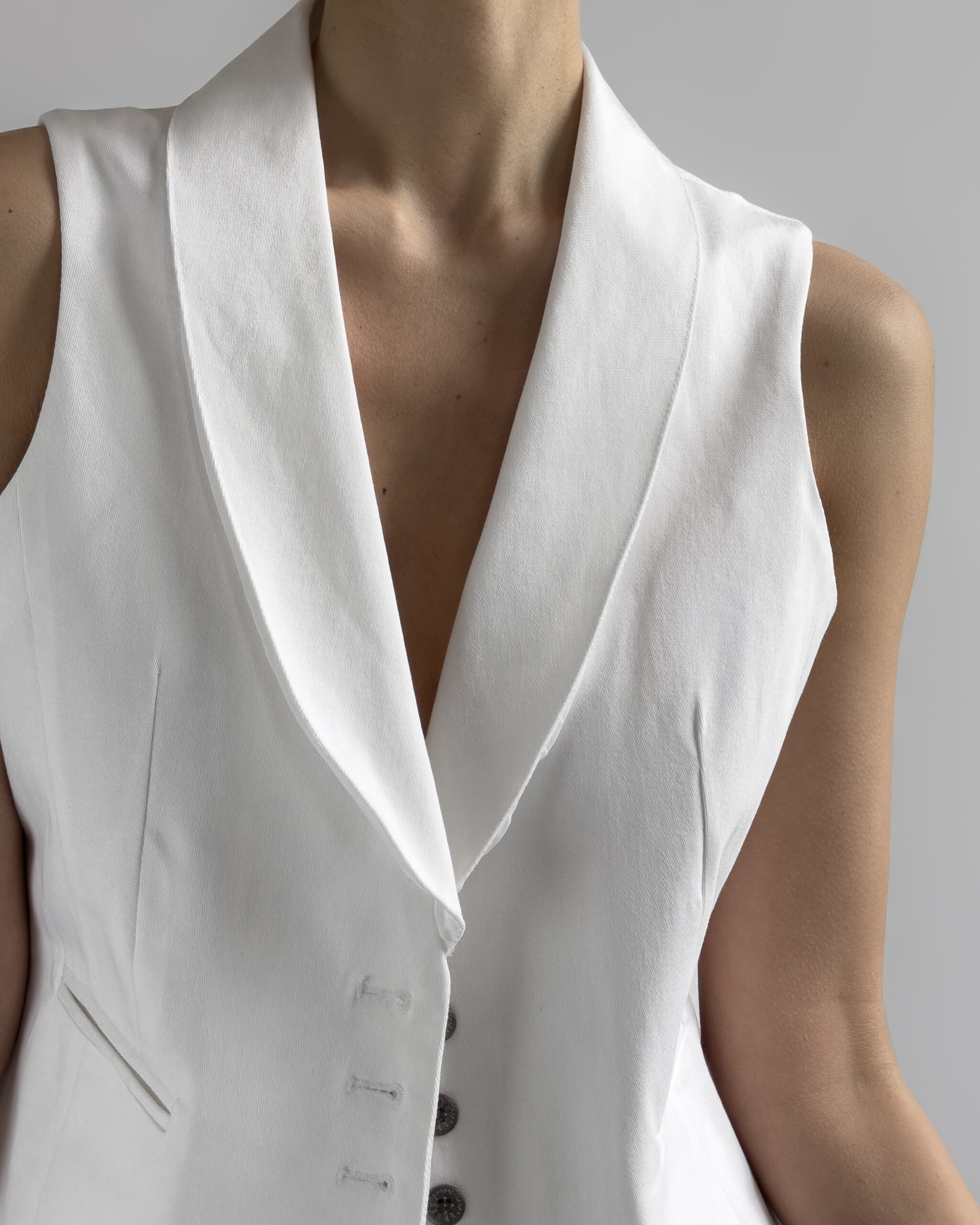 Cotton Suit Vest | White