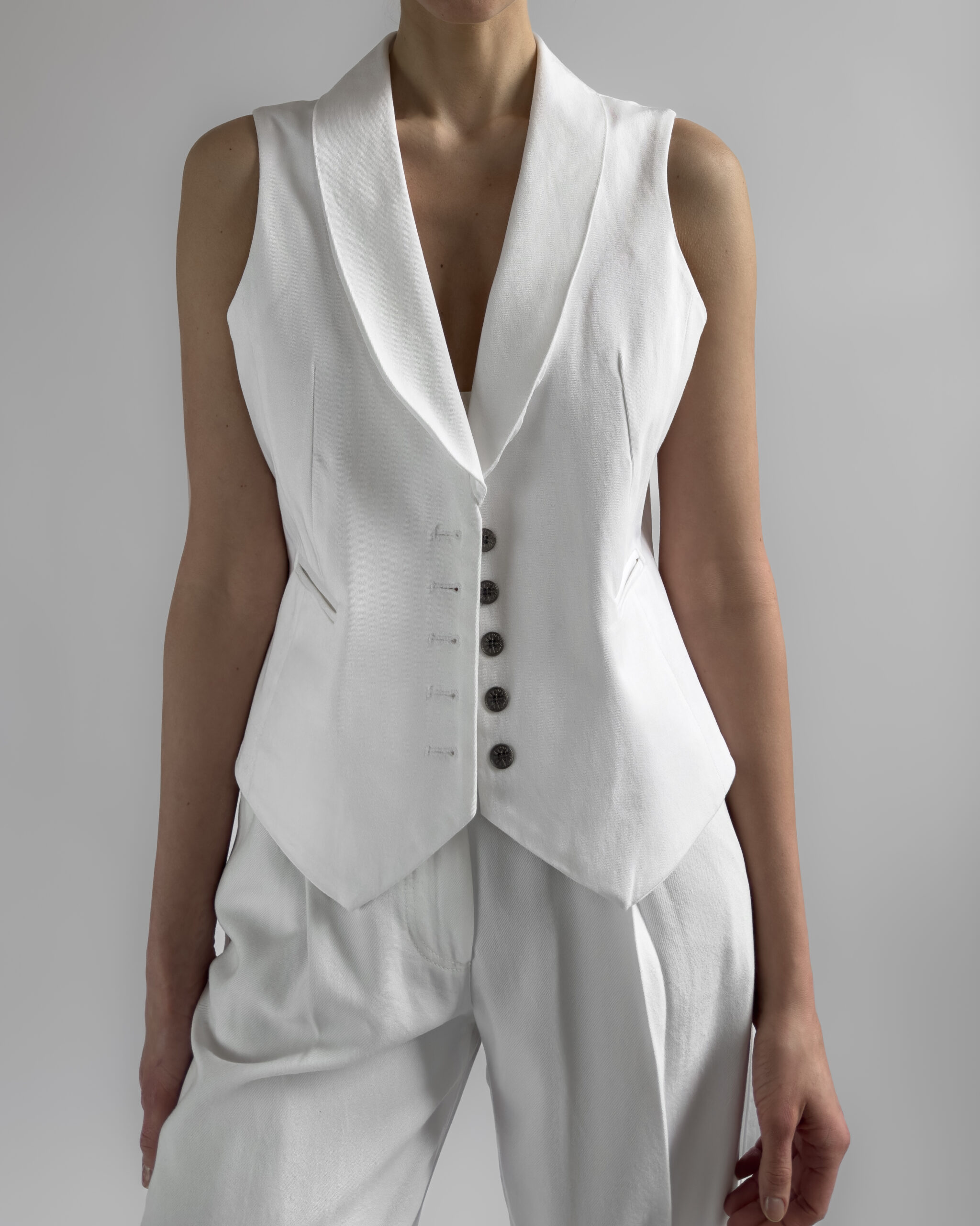 Cotton Suit Vest | White
