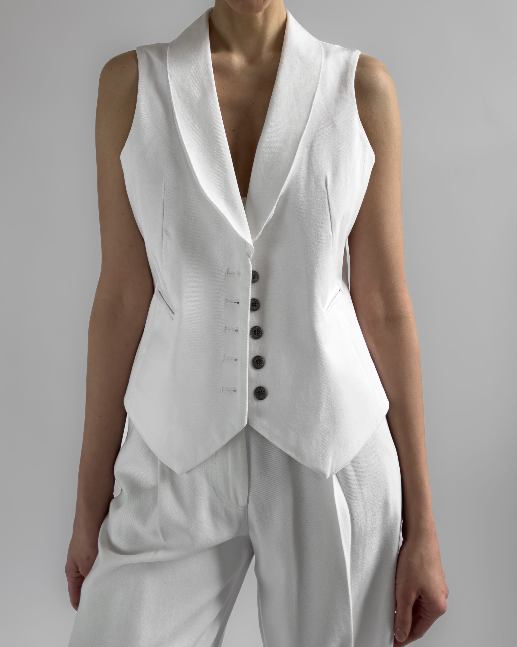 Cotton Suit Vest | White