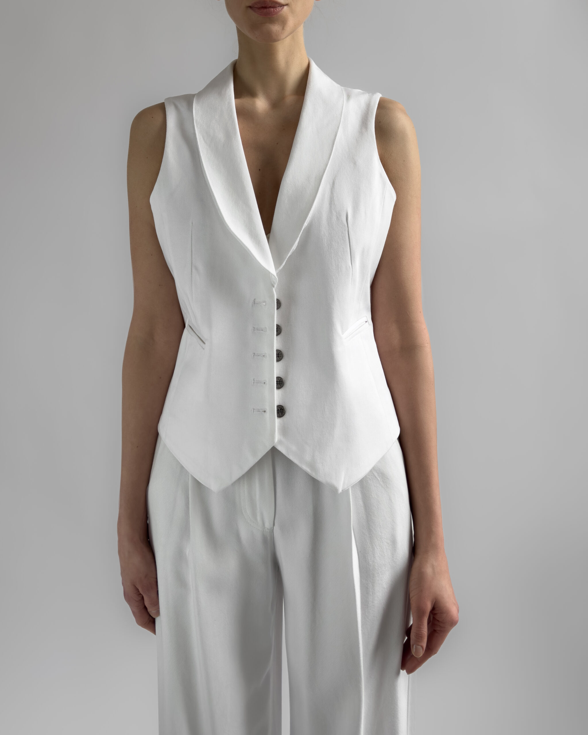 Cotton Suit Vest | White