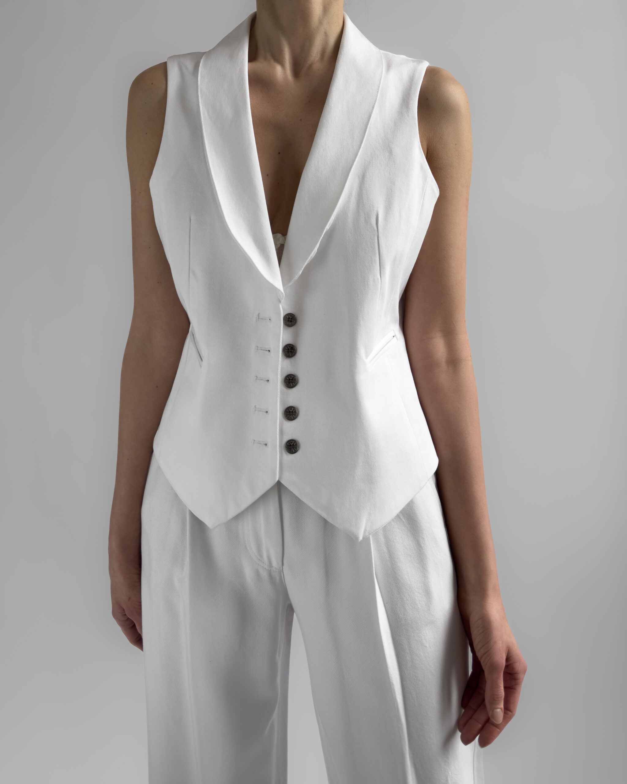 Cotton Suit Vest | White